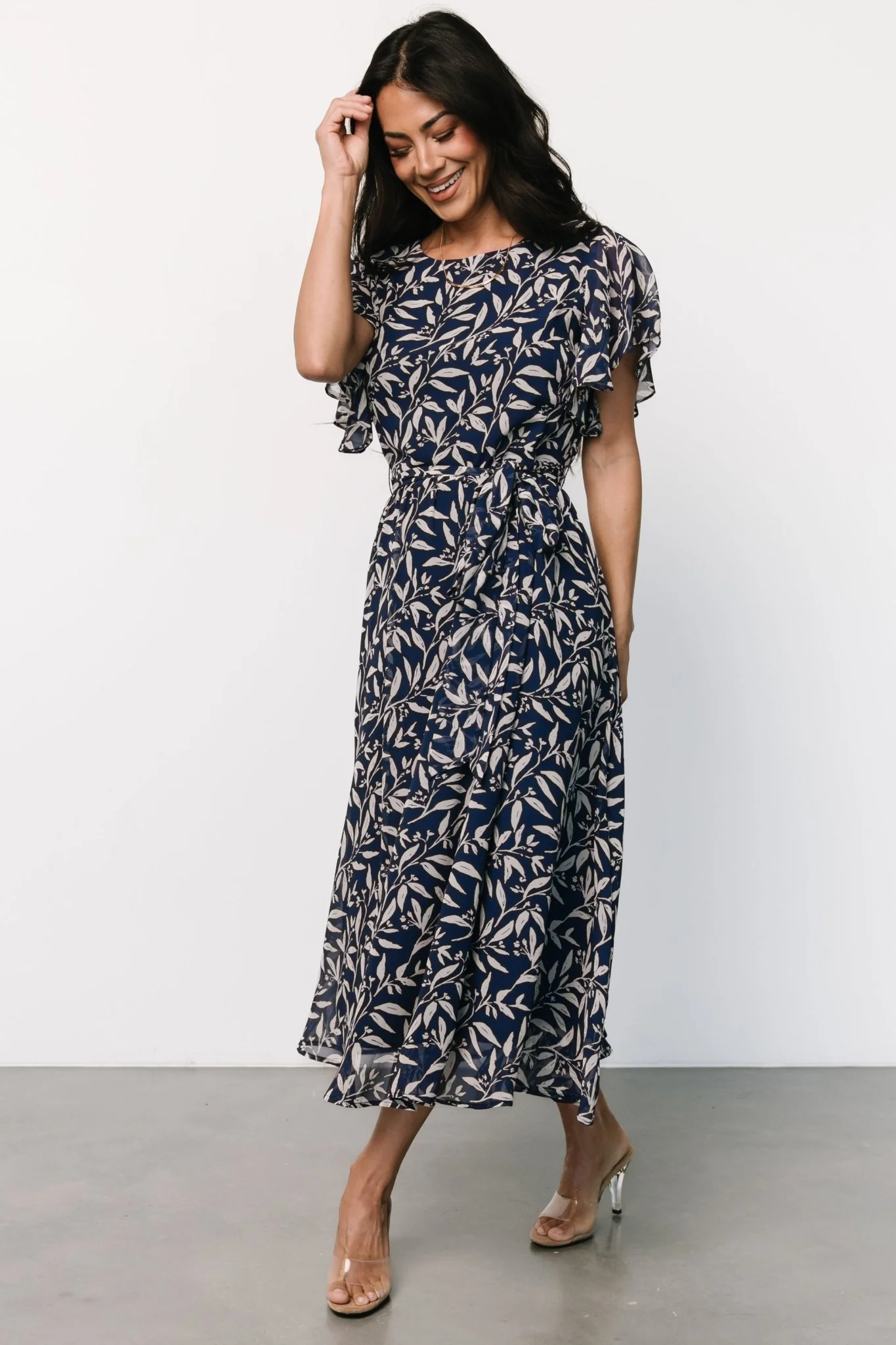 Laurel Midi Dress | Blue + Gray Floral