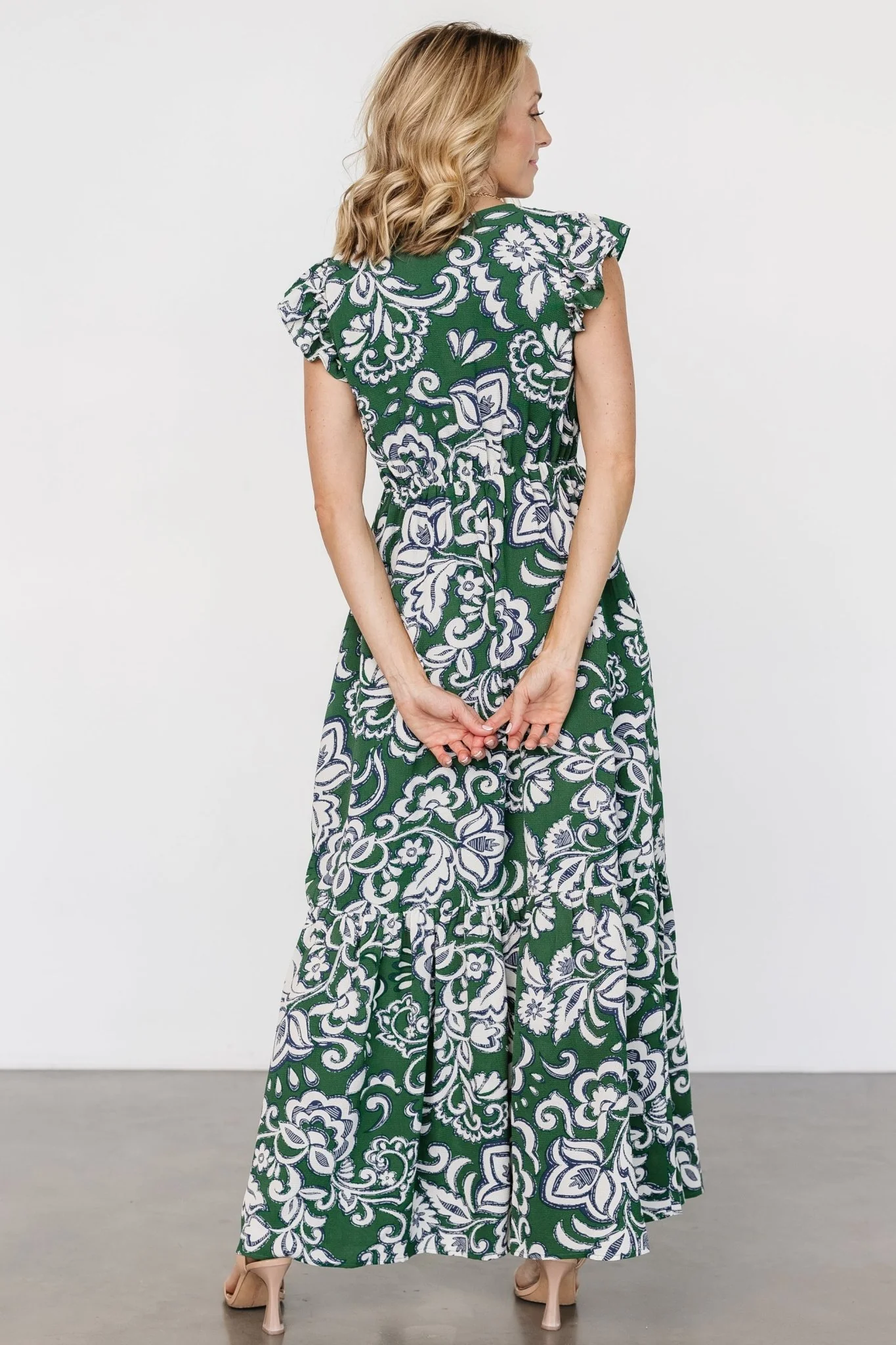 Kaia Button Maxi Dress | Green Print