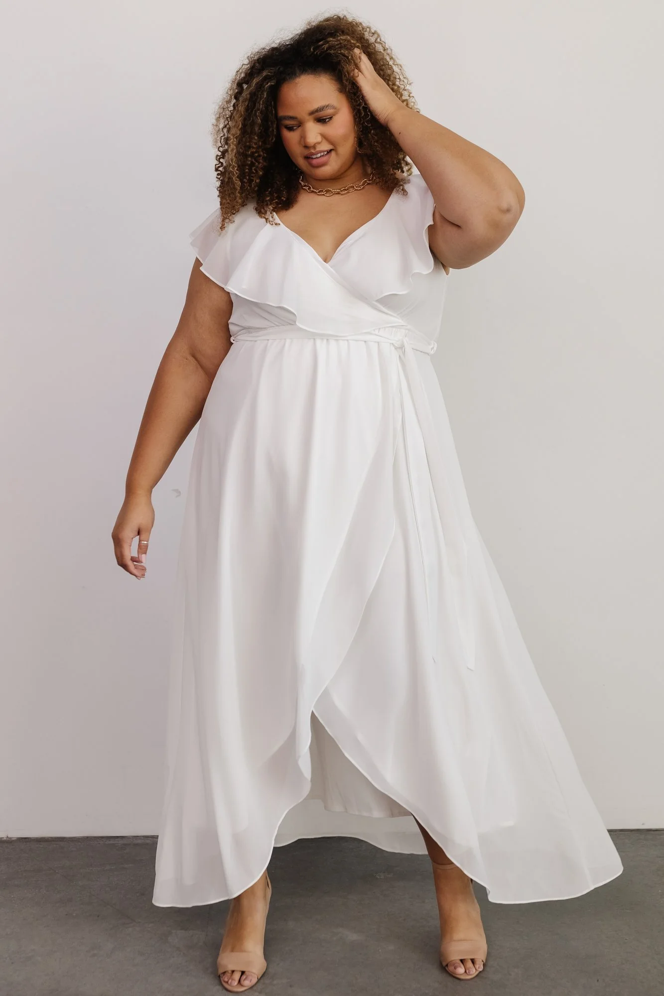 Katya Ruffle Maxi Dress | White