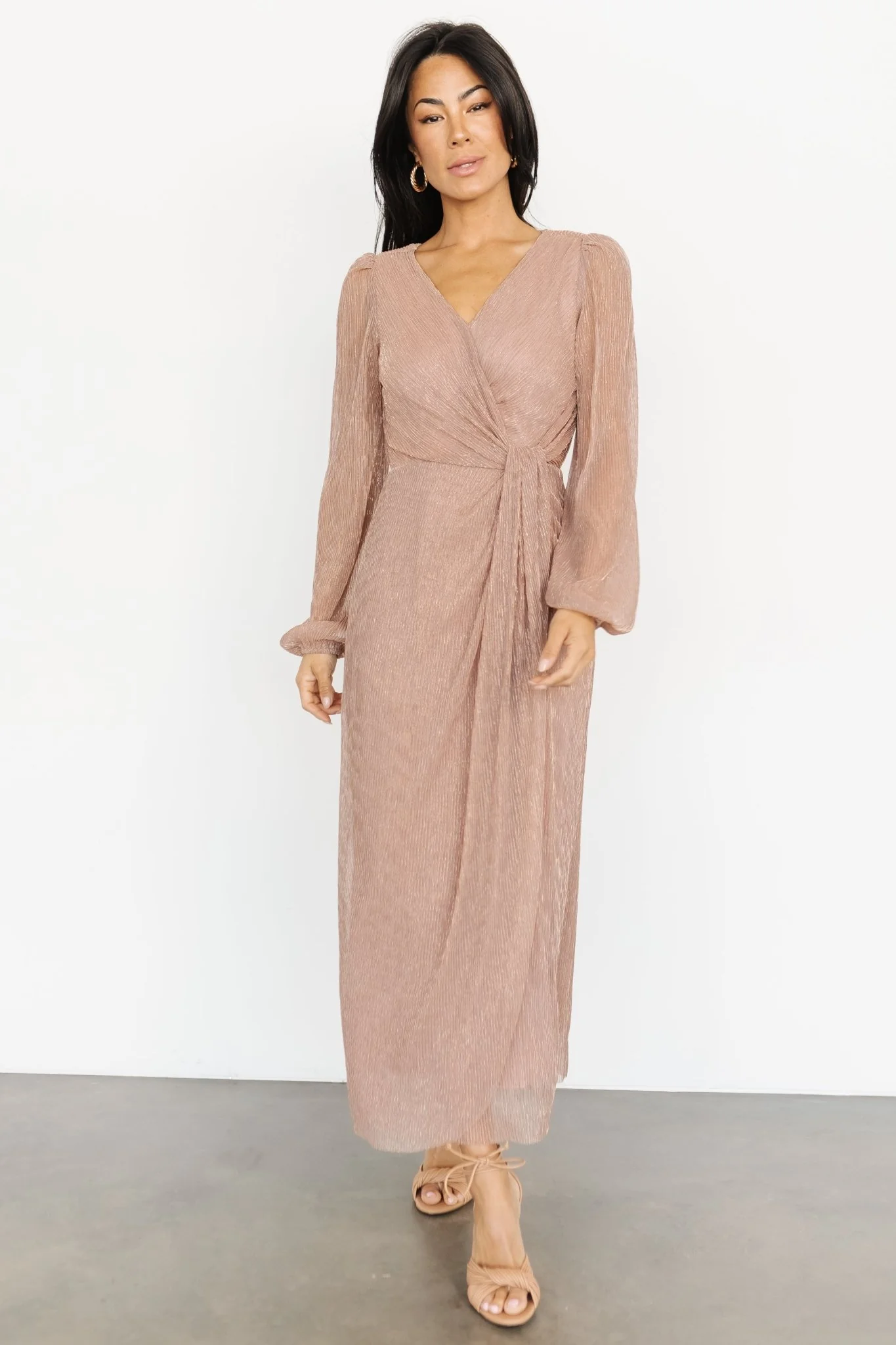 Devlyn Pleated Dress | Rose Shimmer