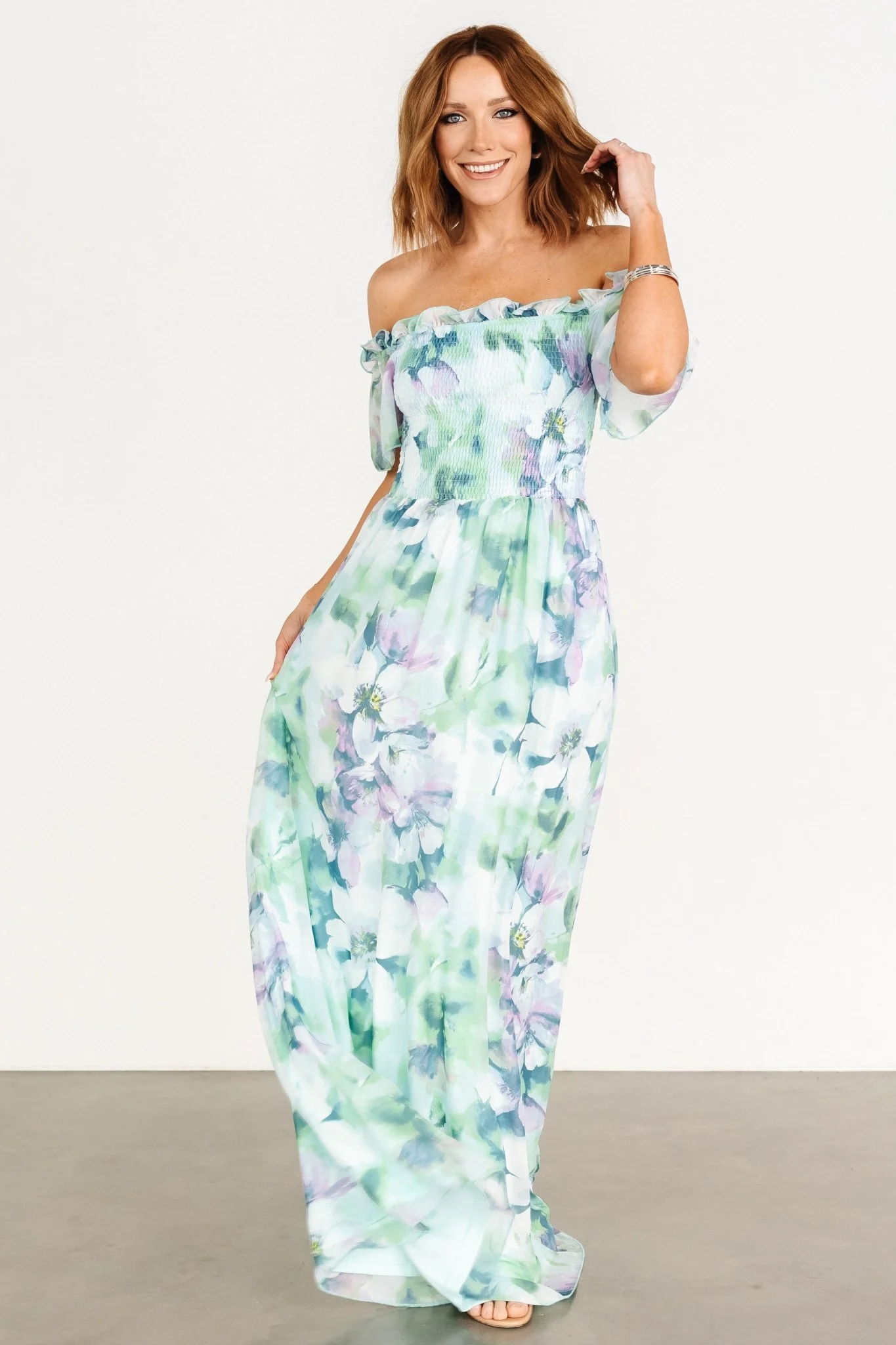 Elina Maxi Dress | Blue + Green Multi Floral