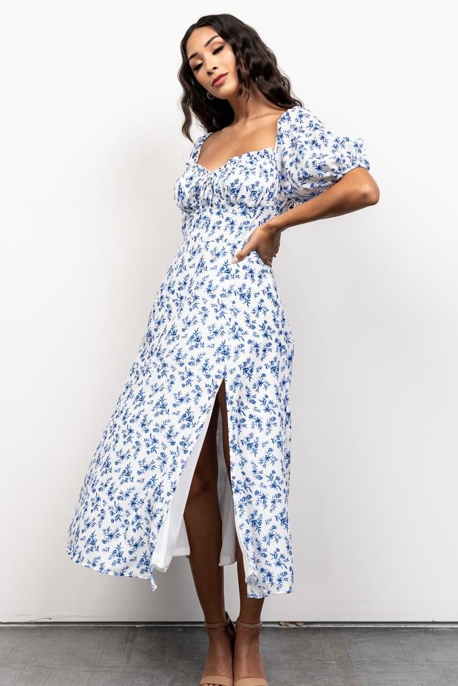 Gwen Smocked Midi Dress | Blue Floral