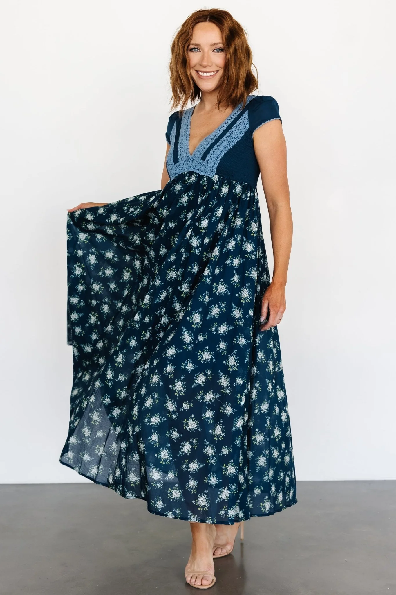Lucille Maxi Dress | Dark Blue Floral