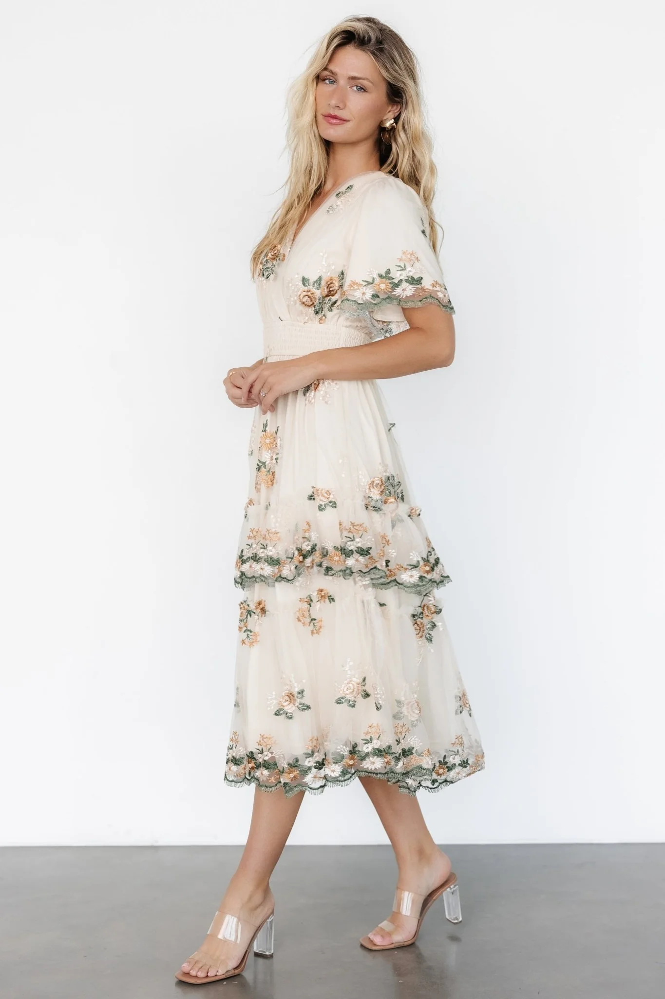 Cynthia Midi Dress | Cream Floral