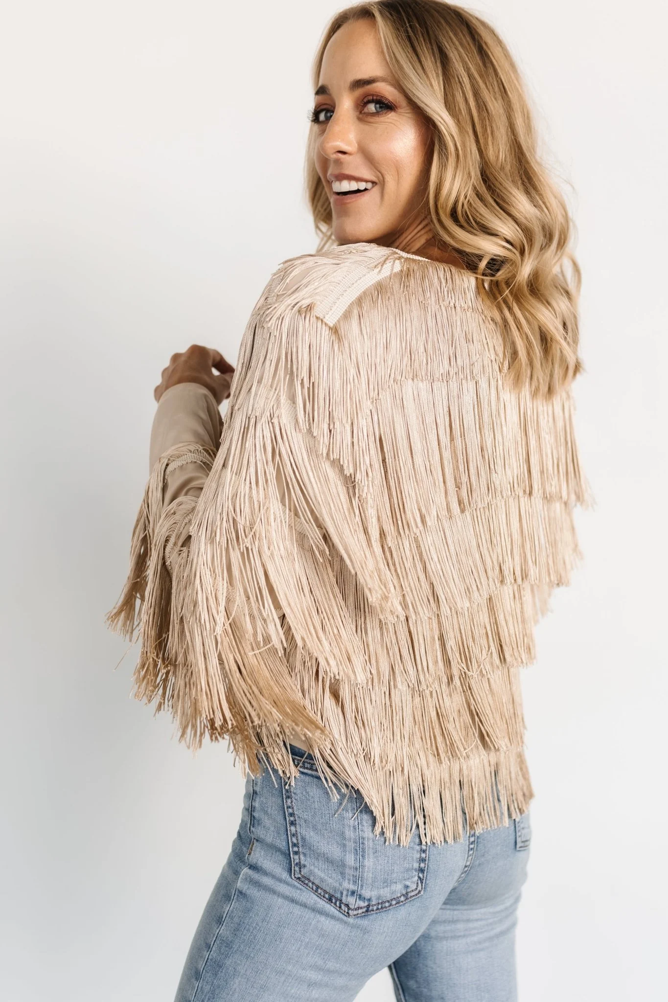 Sheridan Fringe Jacket | Champagne