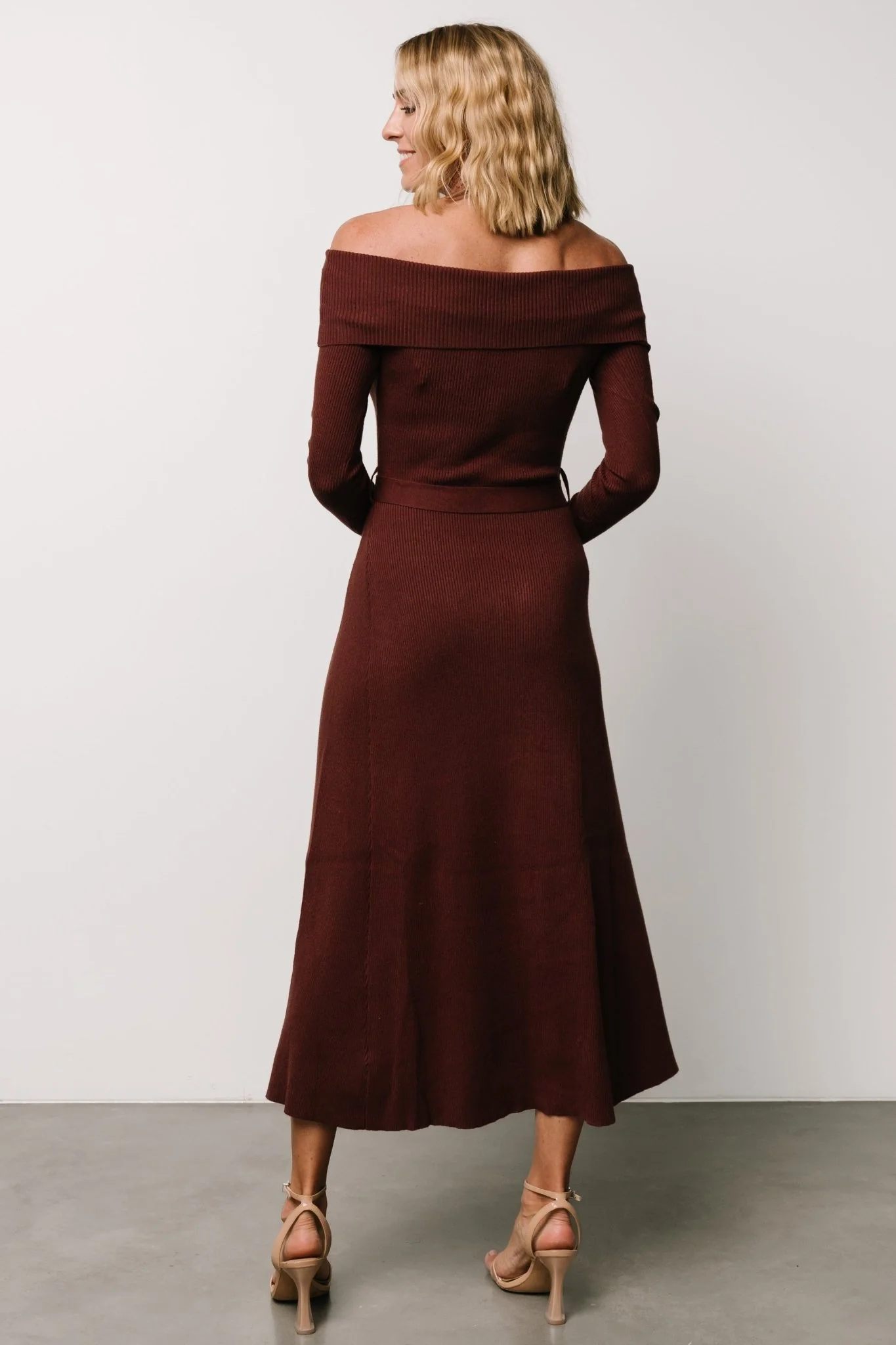 Rheta Off Shoulder Sweater Dress | Mahogany