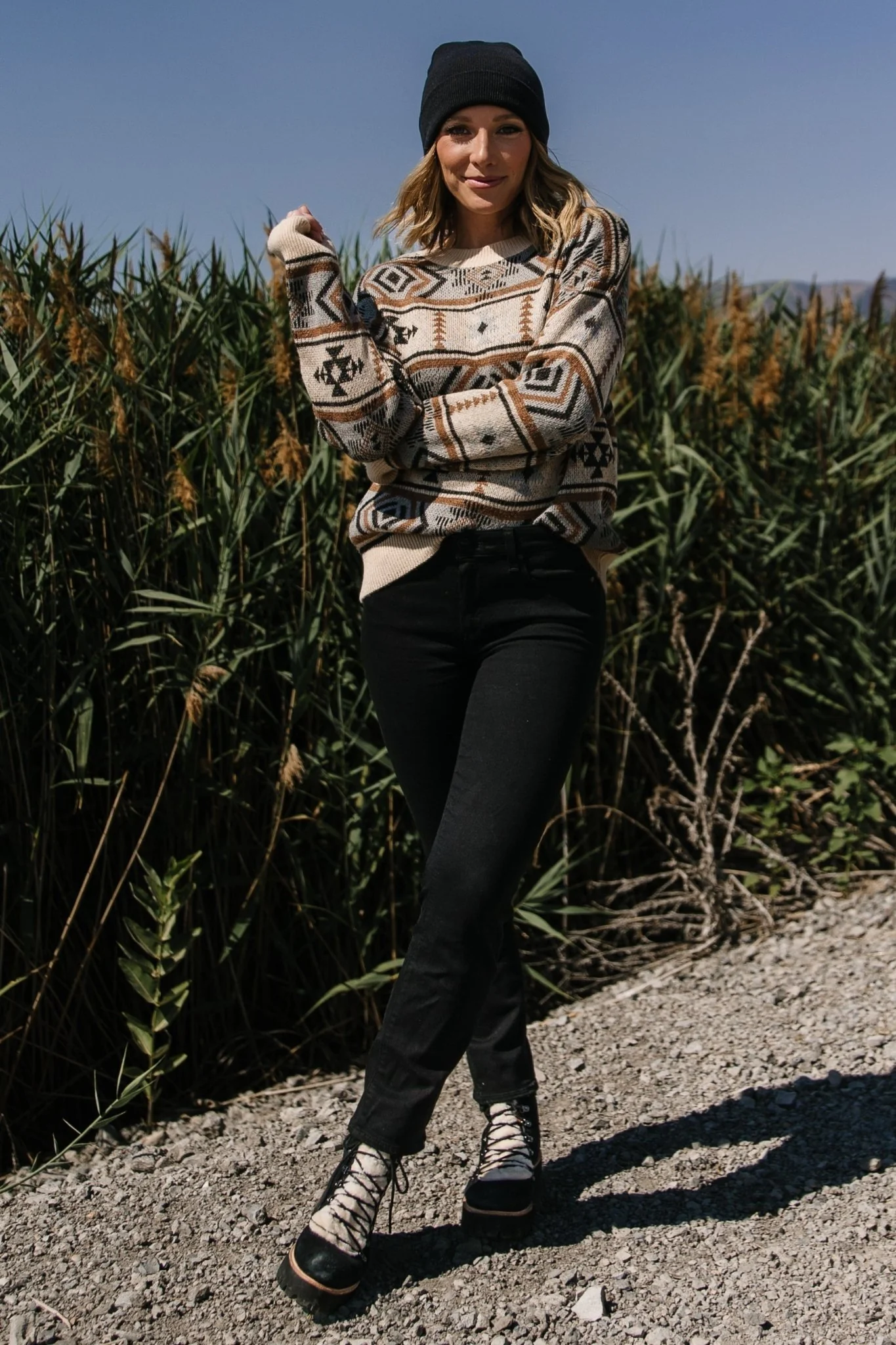 Conrad Knit Sweater | Tan Multi Print
