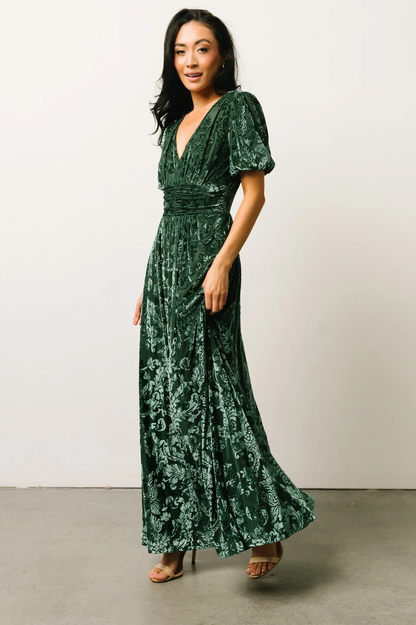 Leslie Velvet Maxi Dress | Pine