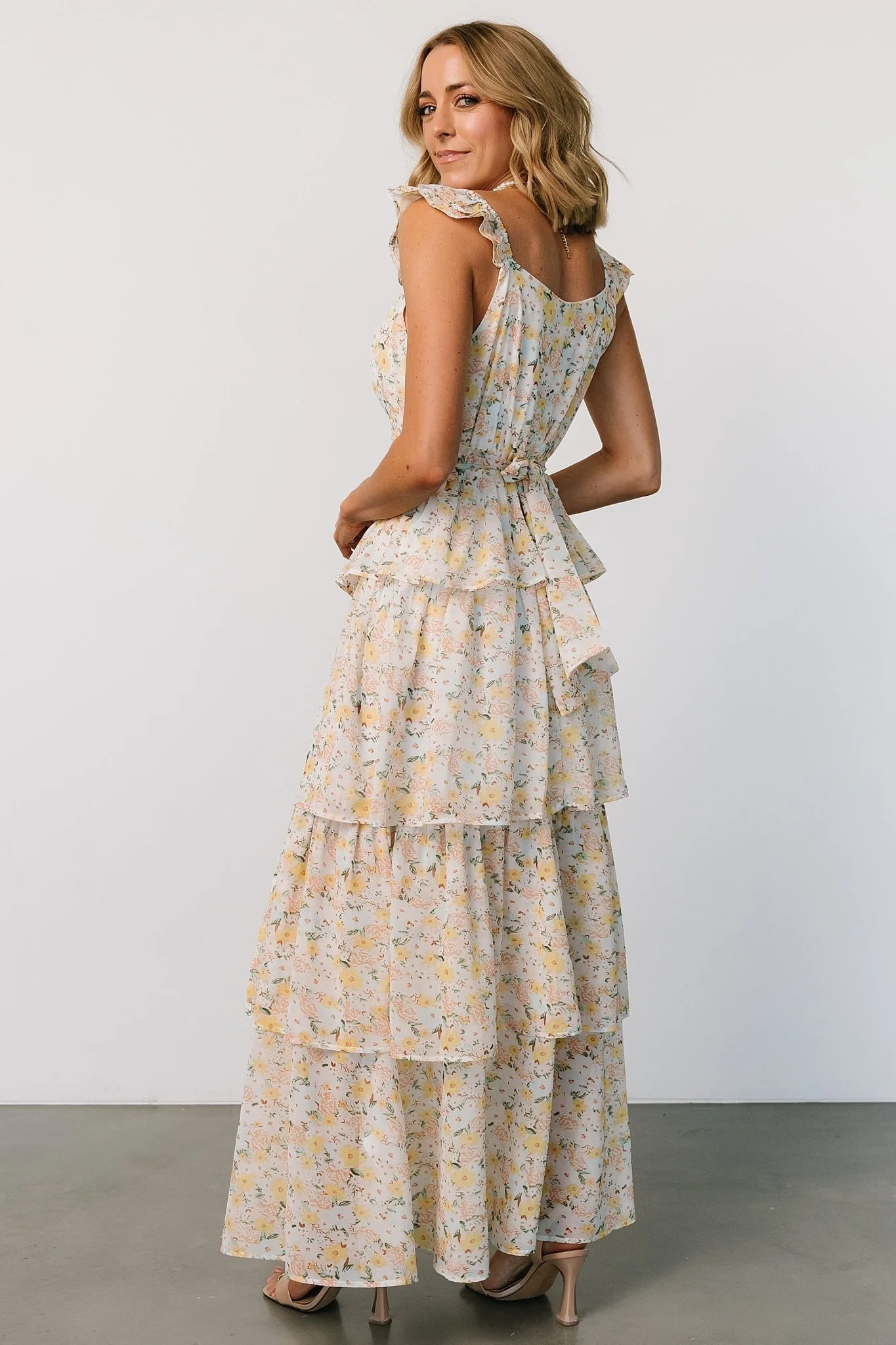 Marigold Tiered Maxi Dress | Yellow Floral