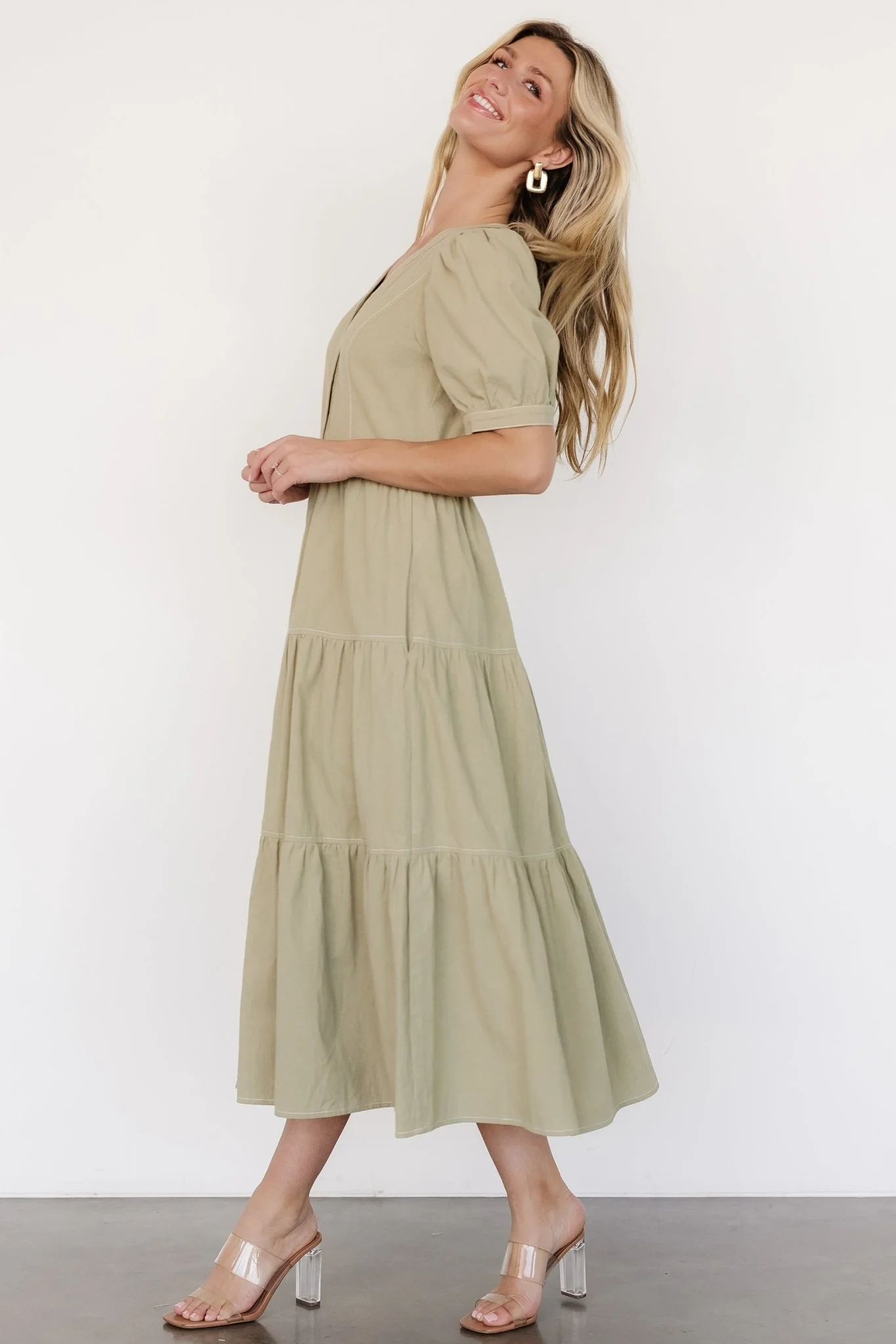 Shelby Button Top Dress | Sage Green