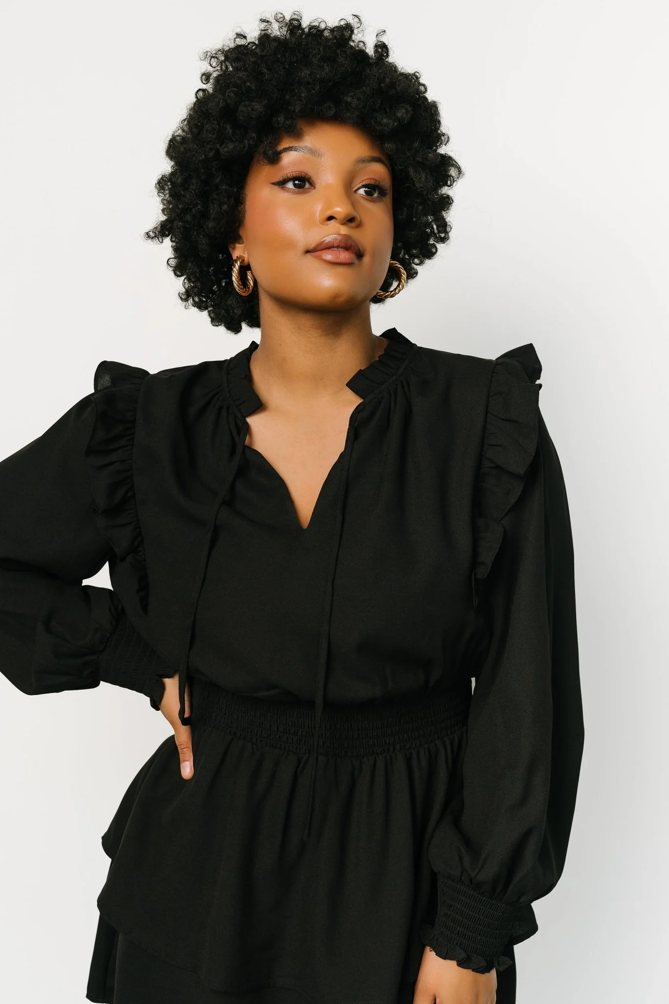 Maylee Tiered Short Dress | Black