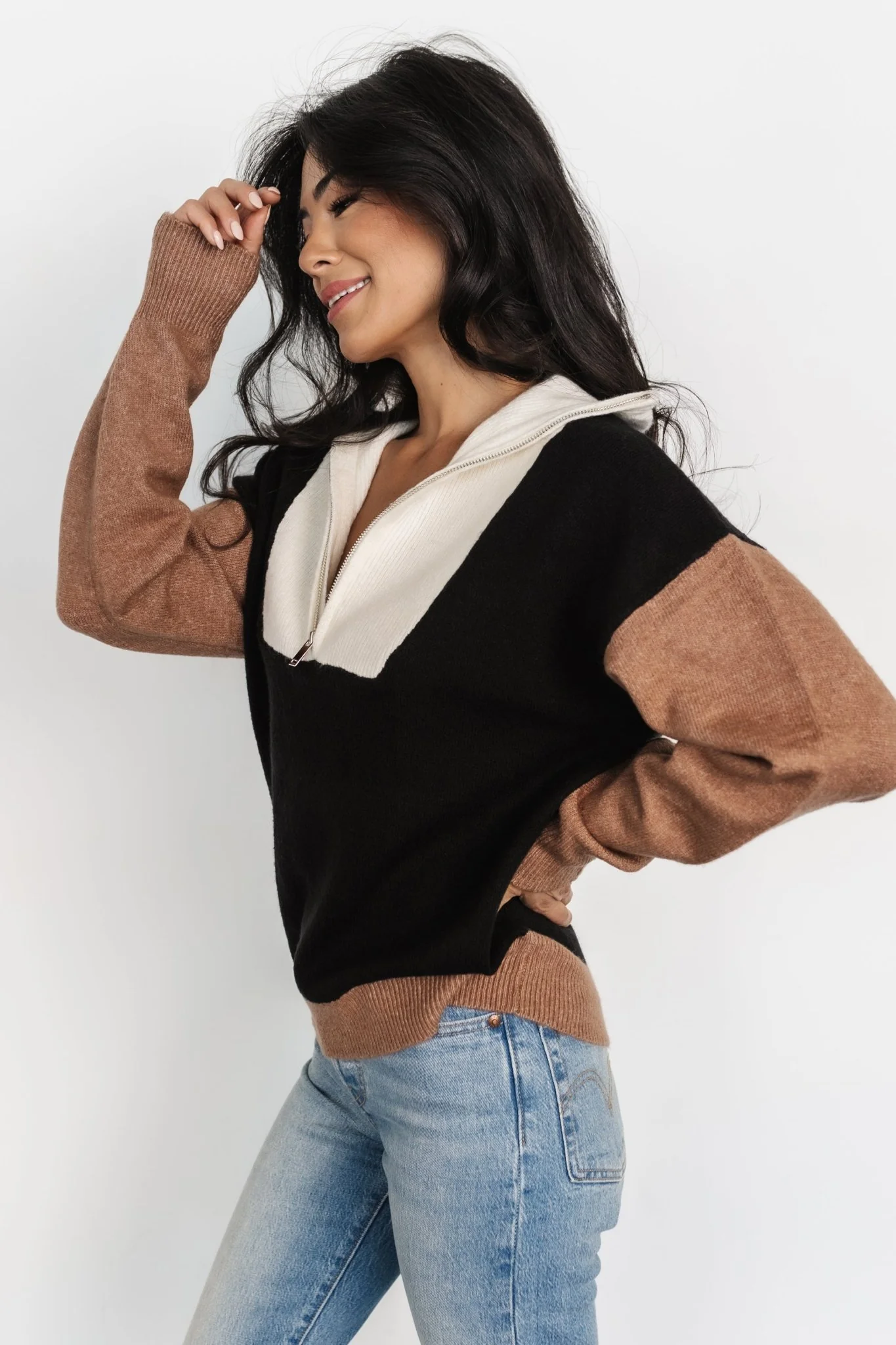 Sigrid Half-Zip Sweater | Black Multi