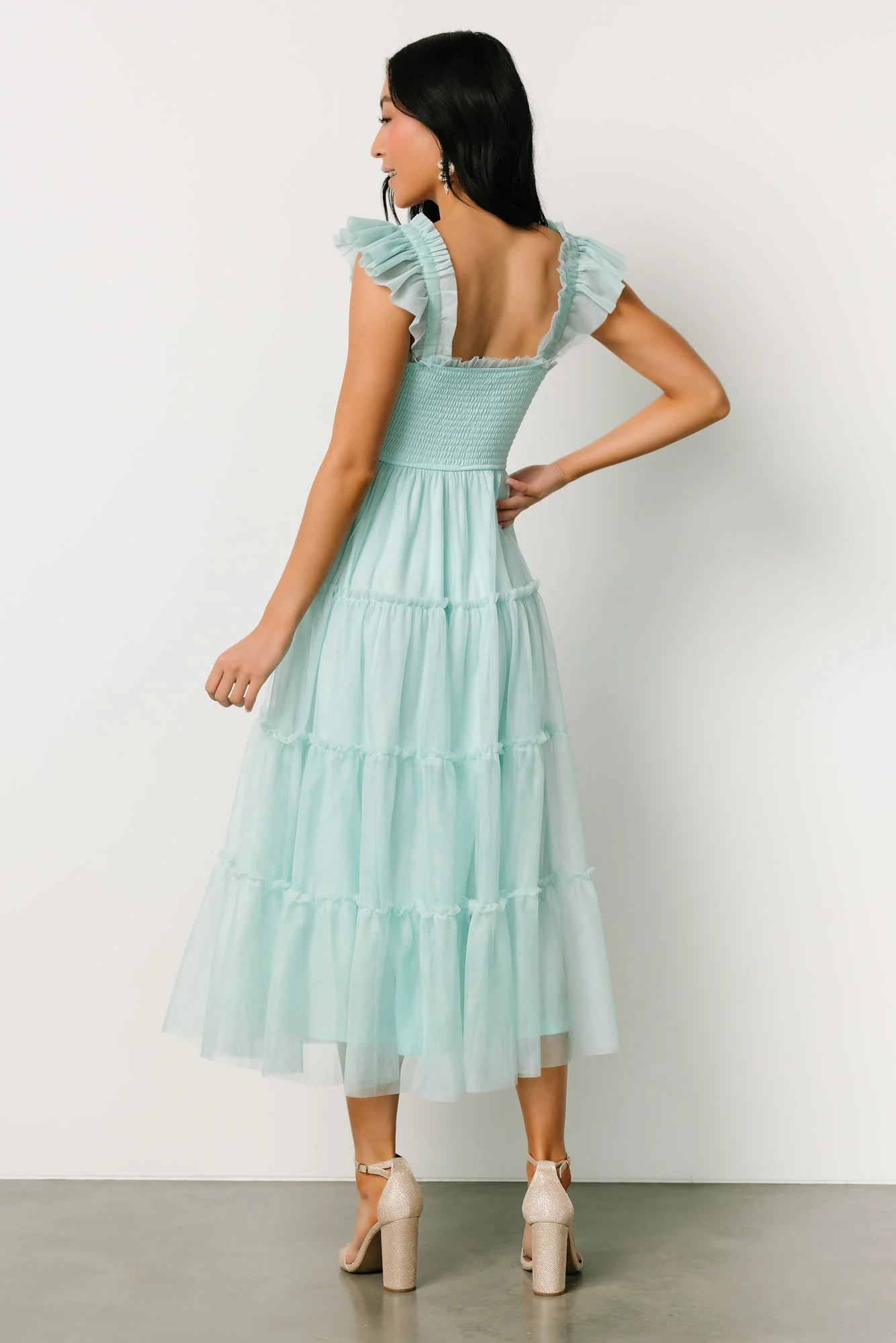Mindi Tulle Midi Dress | Sea Blue
