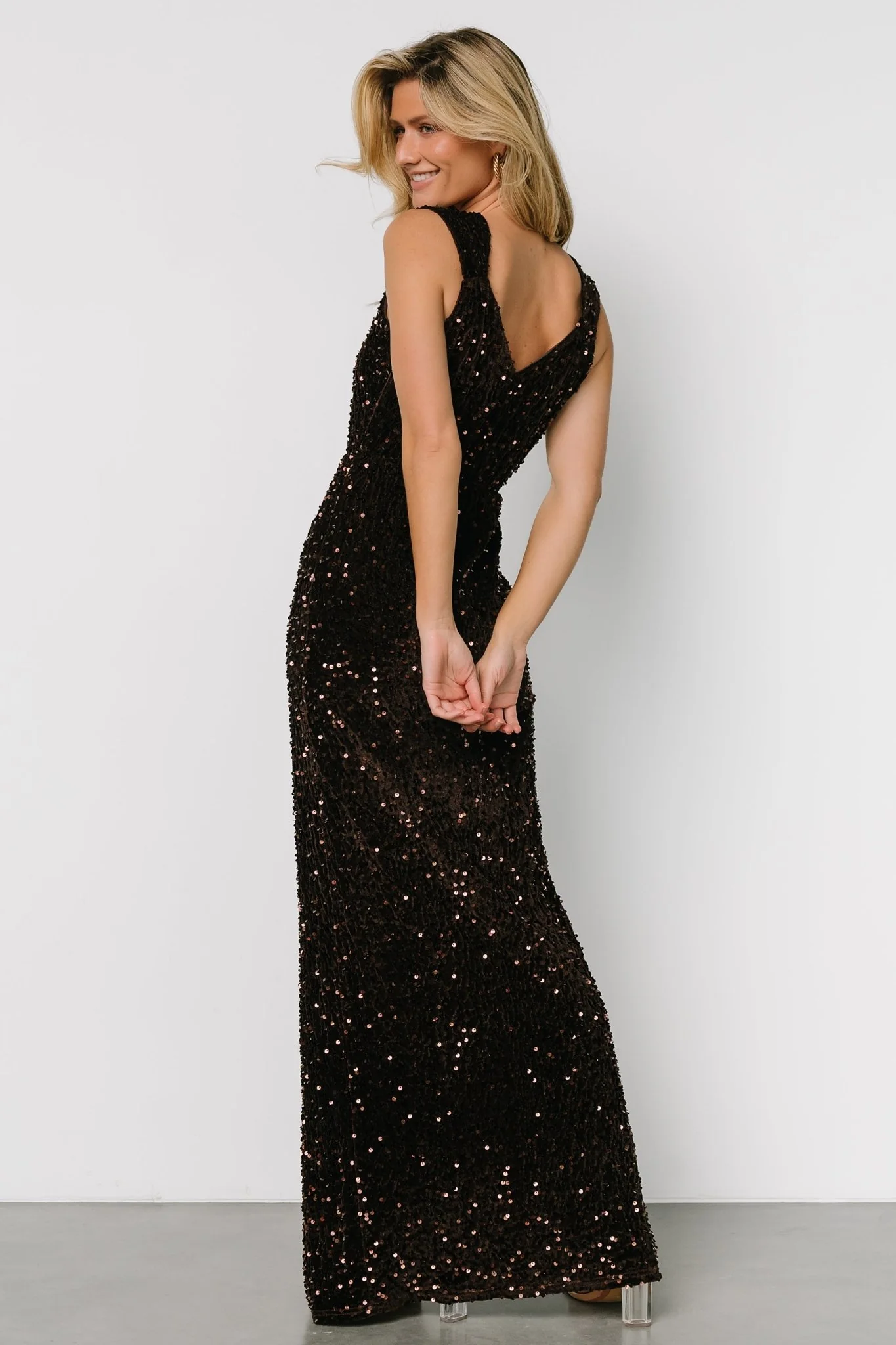Marilyn Sequin Maxi Gown | Dark Brown