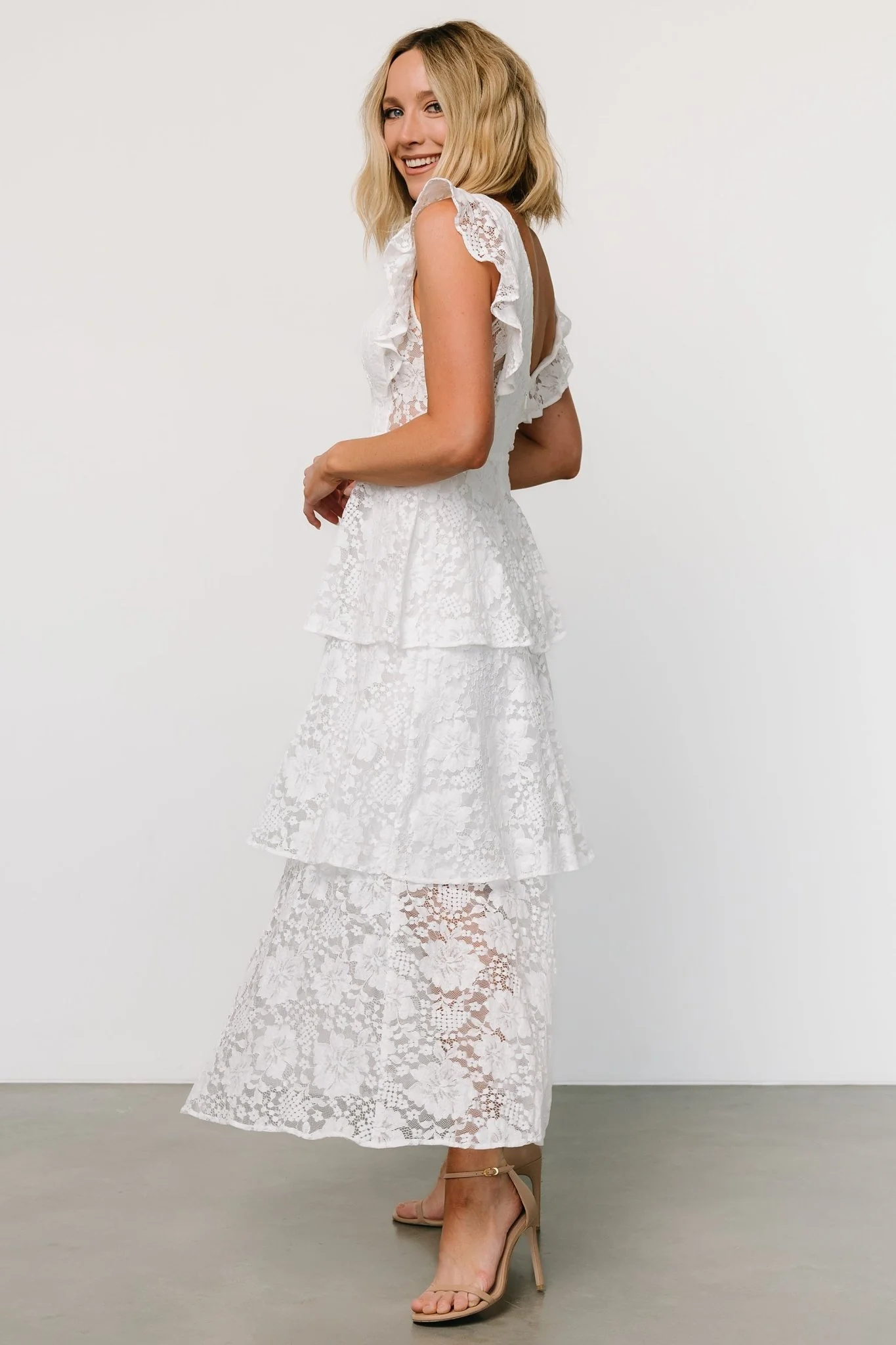 Margot Lace Tiered Maxi Dress | Off White