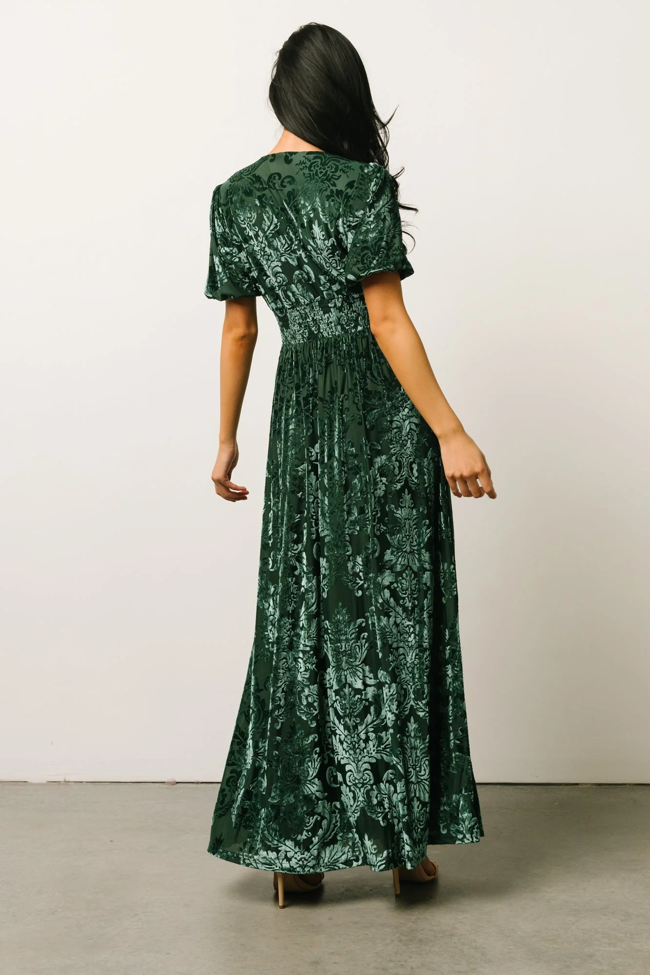 Leslie Velvet Maxi Dress | Pine