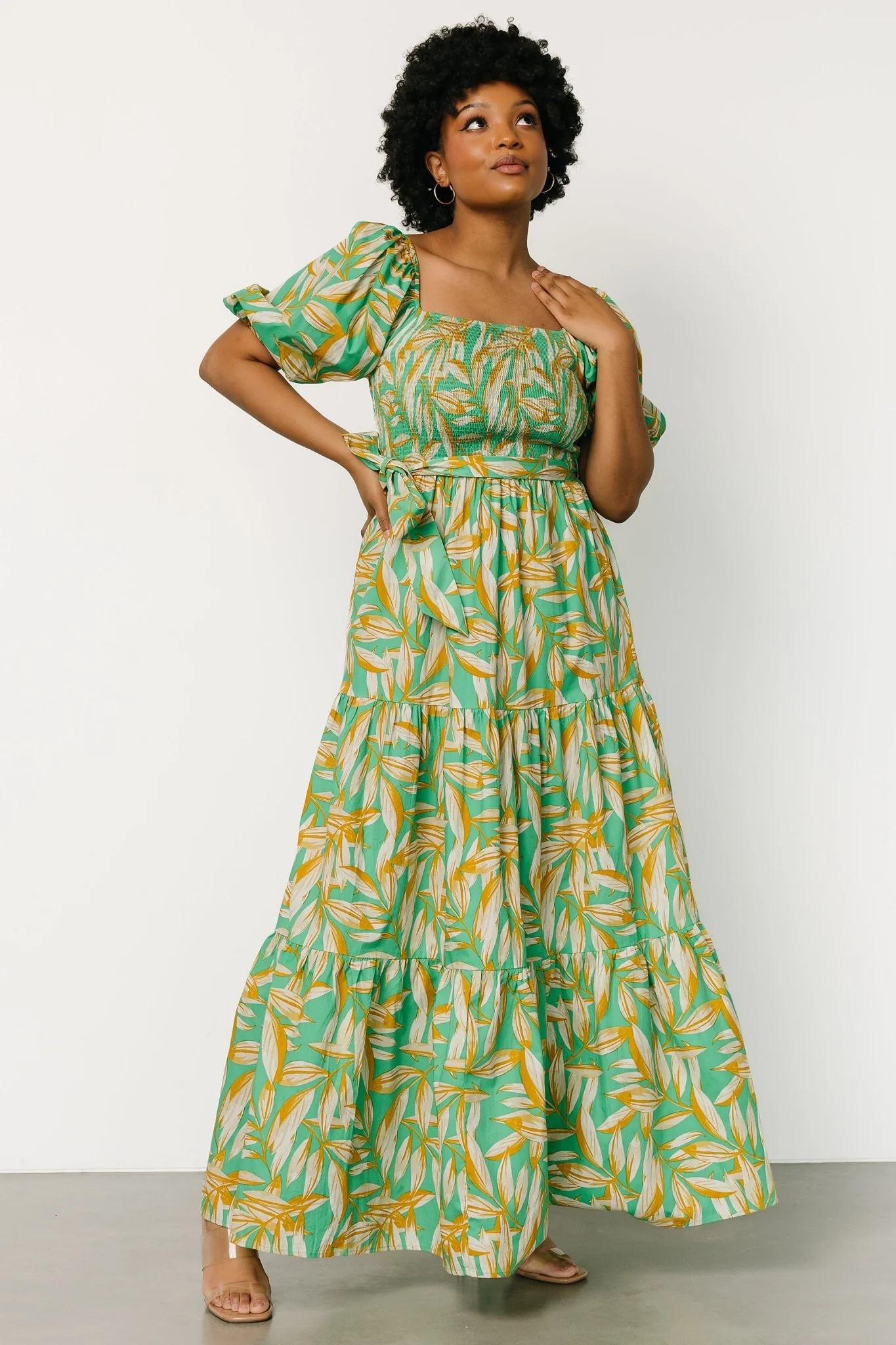 Forsythe Smocked Maxi Dress | Green Print