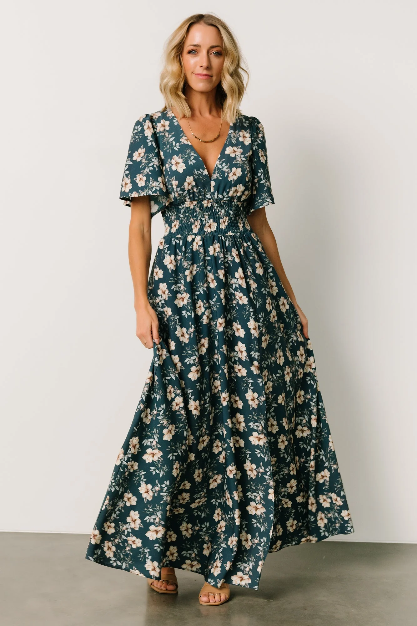 Verona Smocked Maxi Dress | Slate Floral