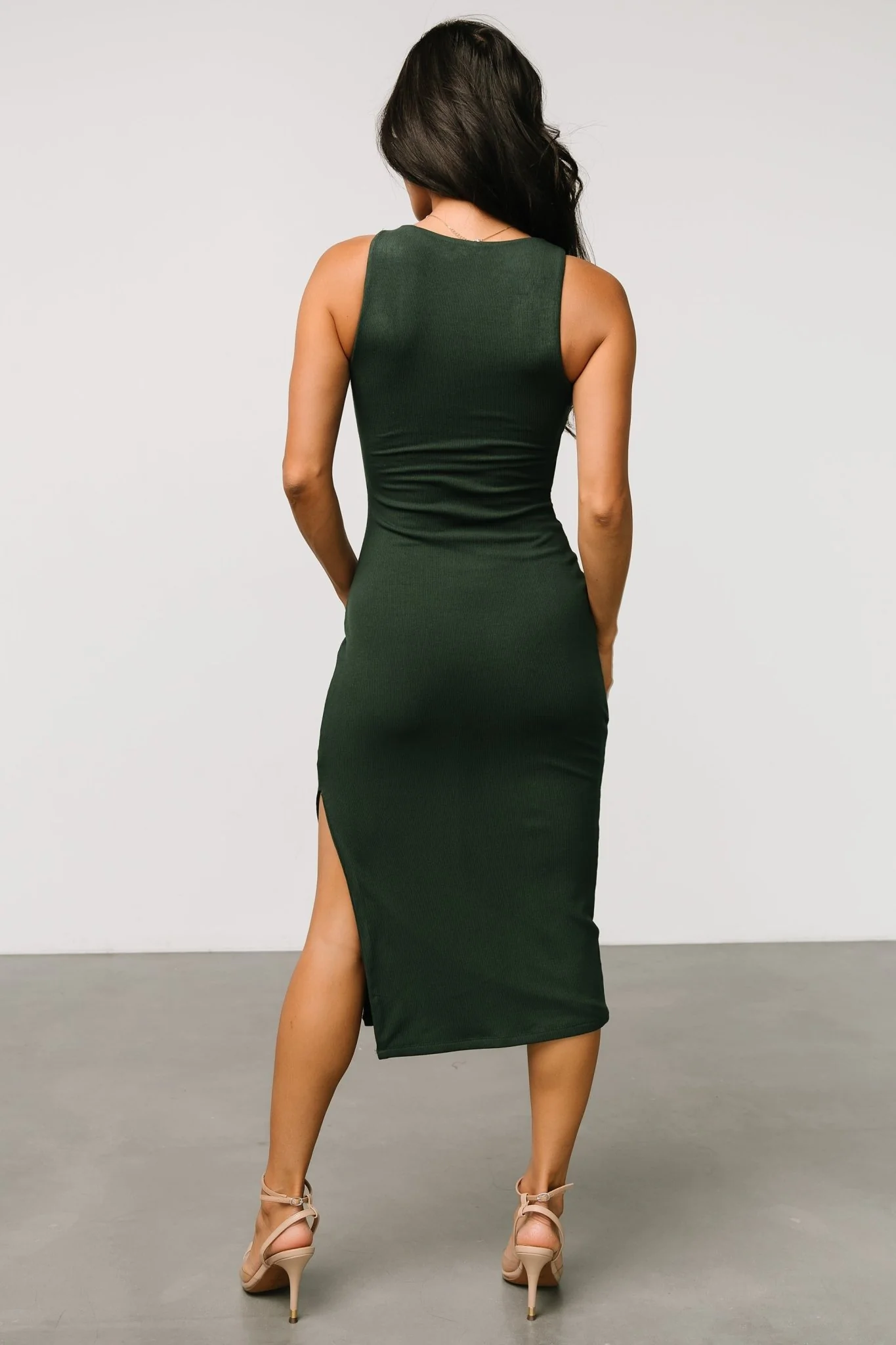 Moore Ribbed Tank Midi Dress | Dark Green