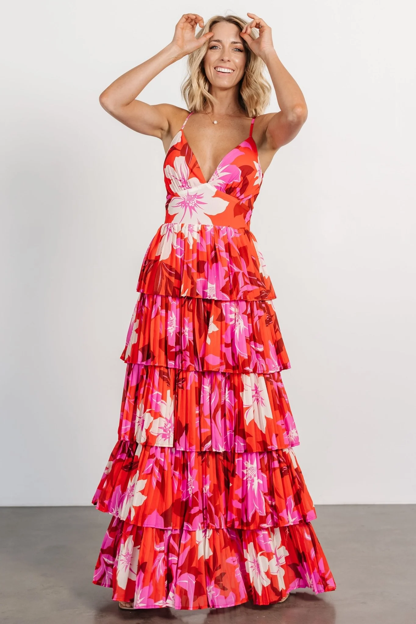 Capriana Tiered Maxi Dress | Red Multi