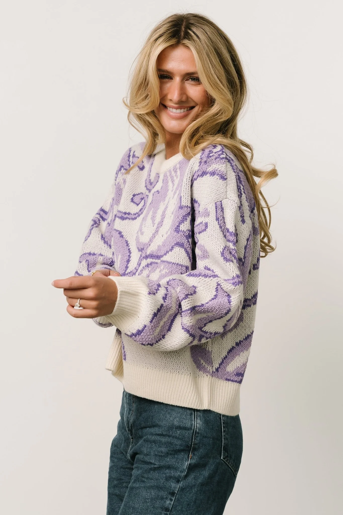 Livy Knit Sweater | Lilac Print