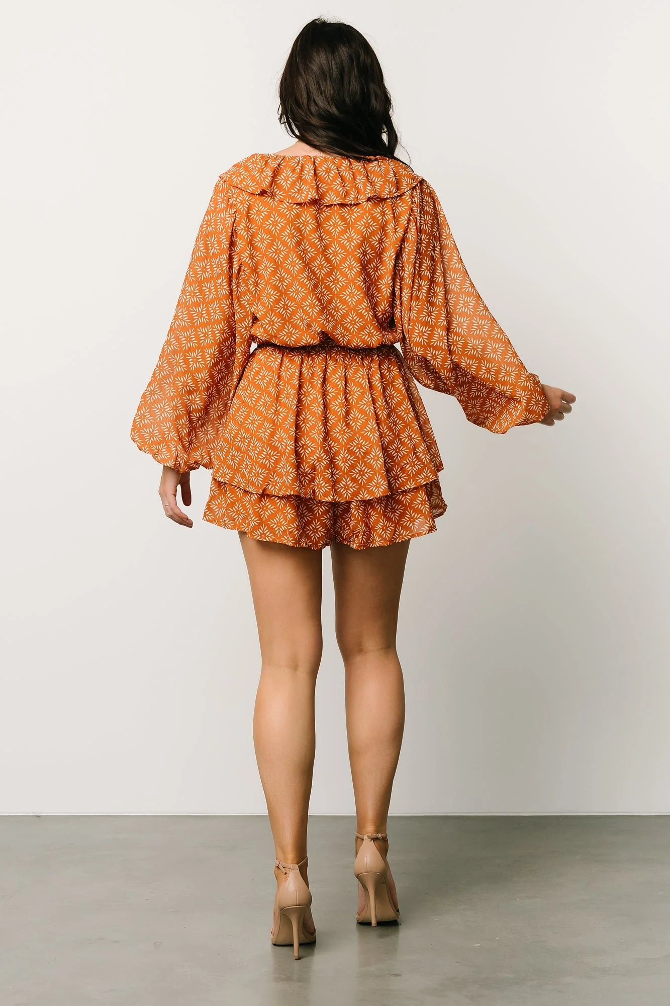 Denali Ruffle Mini Dress | Amber Print