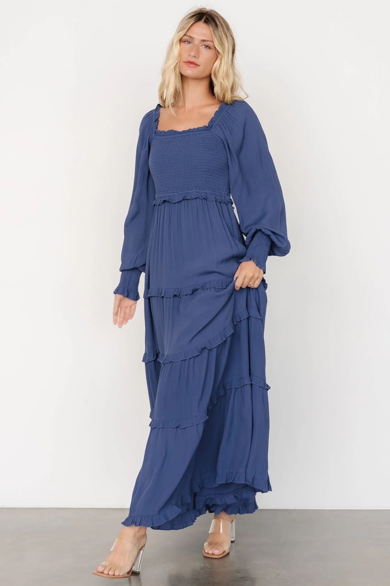 Lana Smocked Maxi Dress | Blue