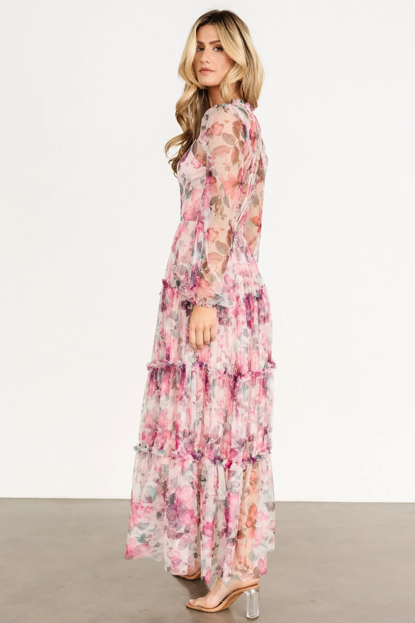 Stephanie Tiered Maxi Dress | Mauve Floral