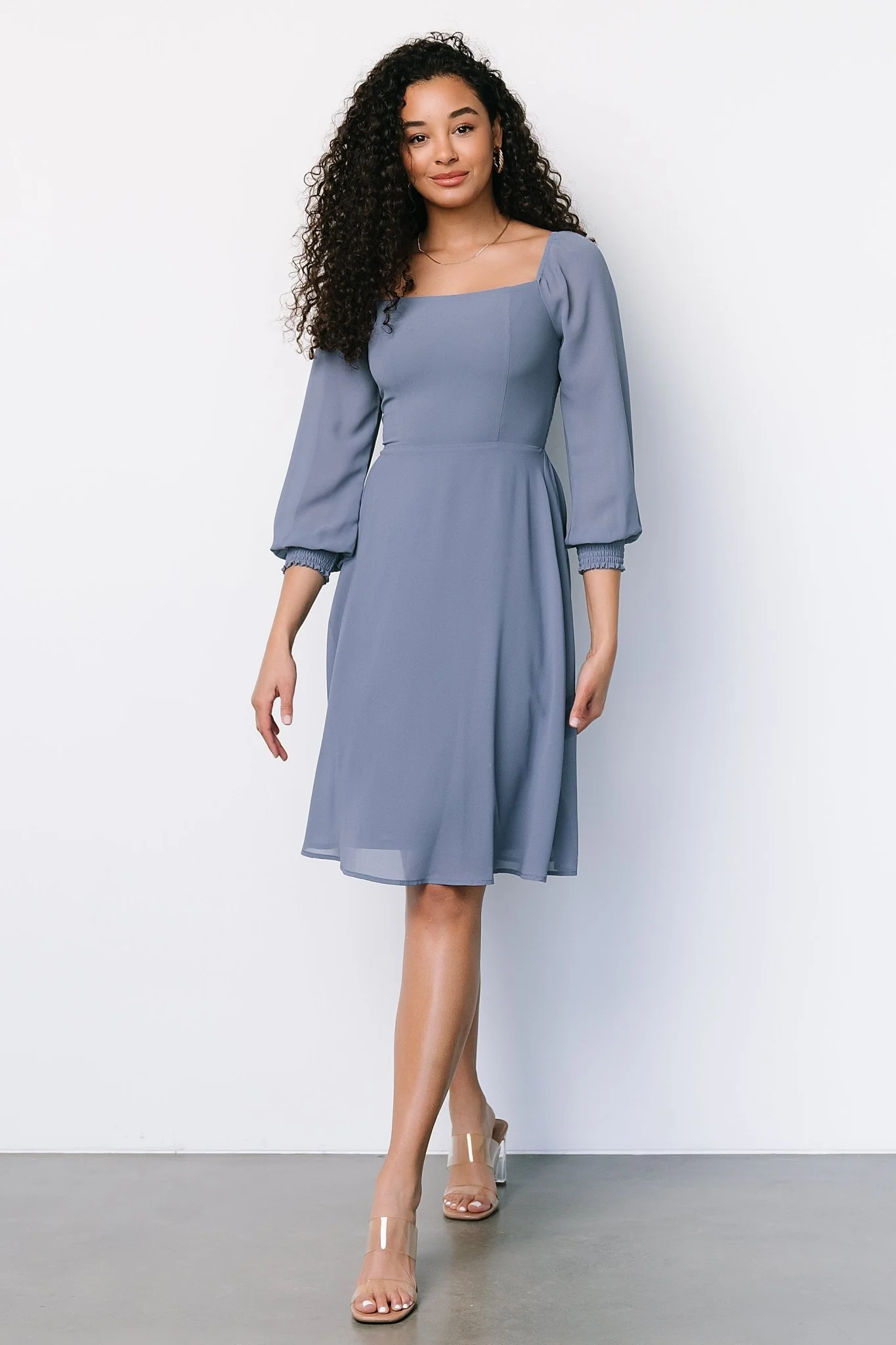 Elise Short Dress | Whisper Blue