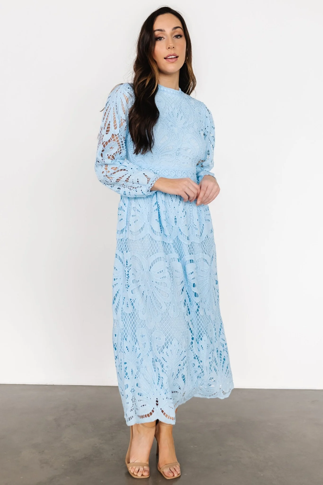 Eldora Lace Midi Dress | Light Blue