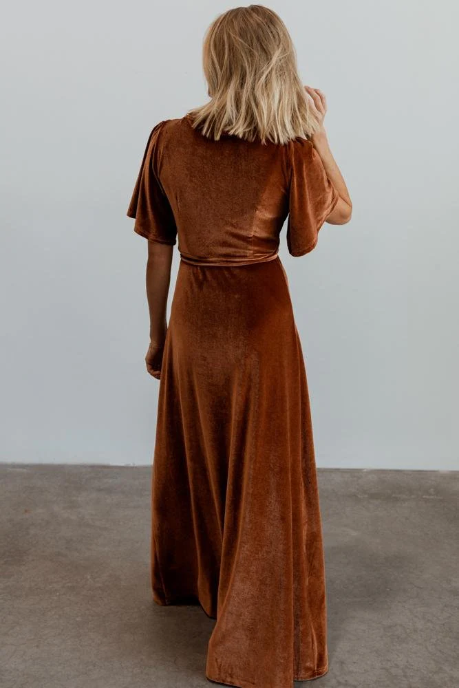 Meghan Velvet Wrap Maxi Dress | Spice