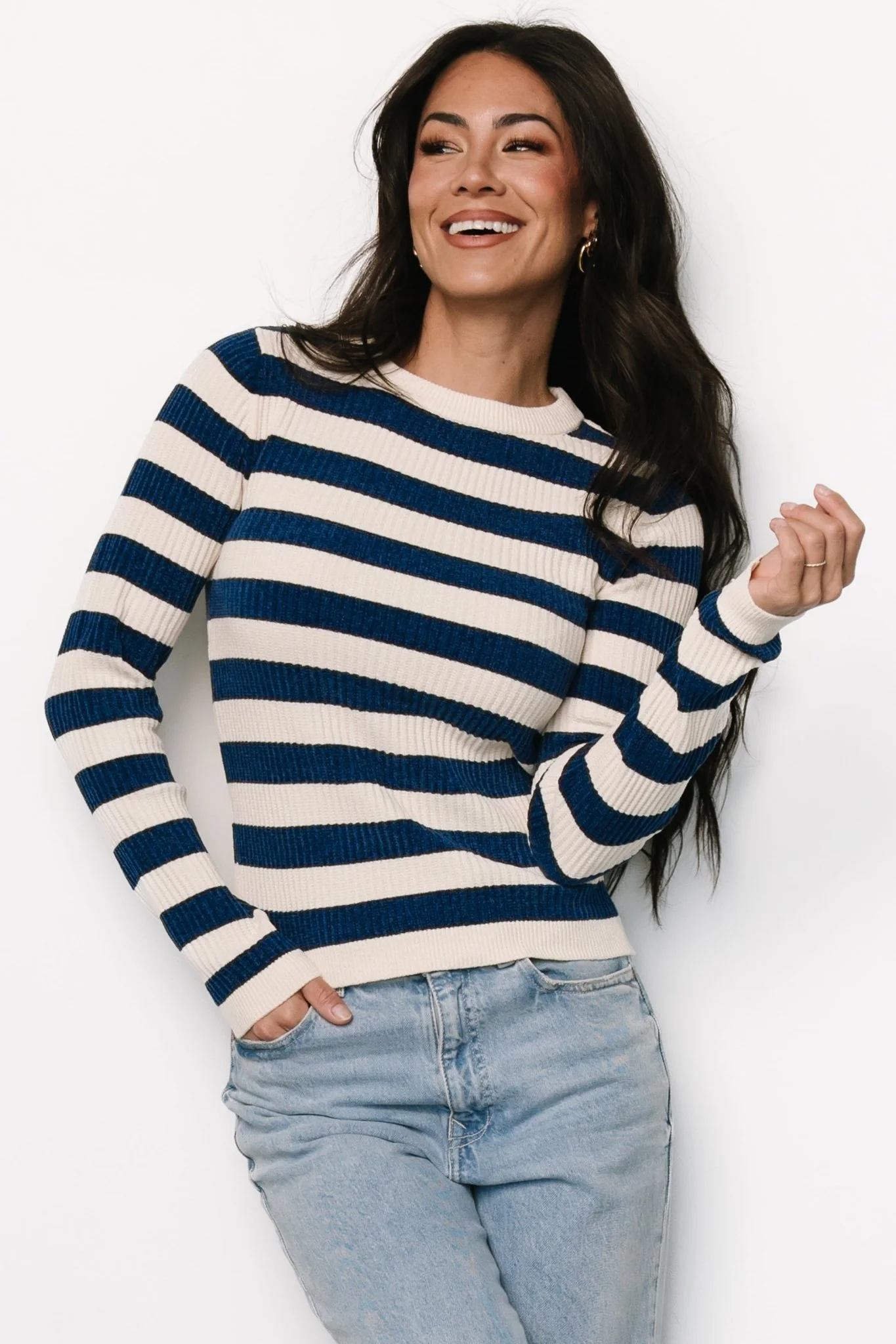 Milwaukee Striped Sweater | Blue + Ivory