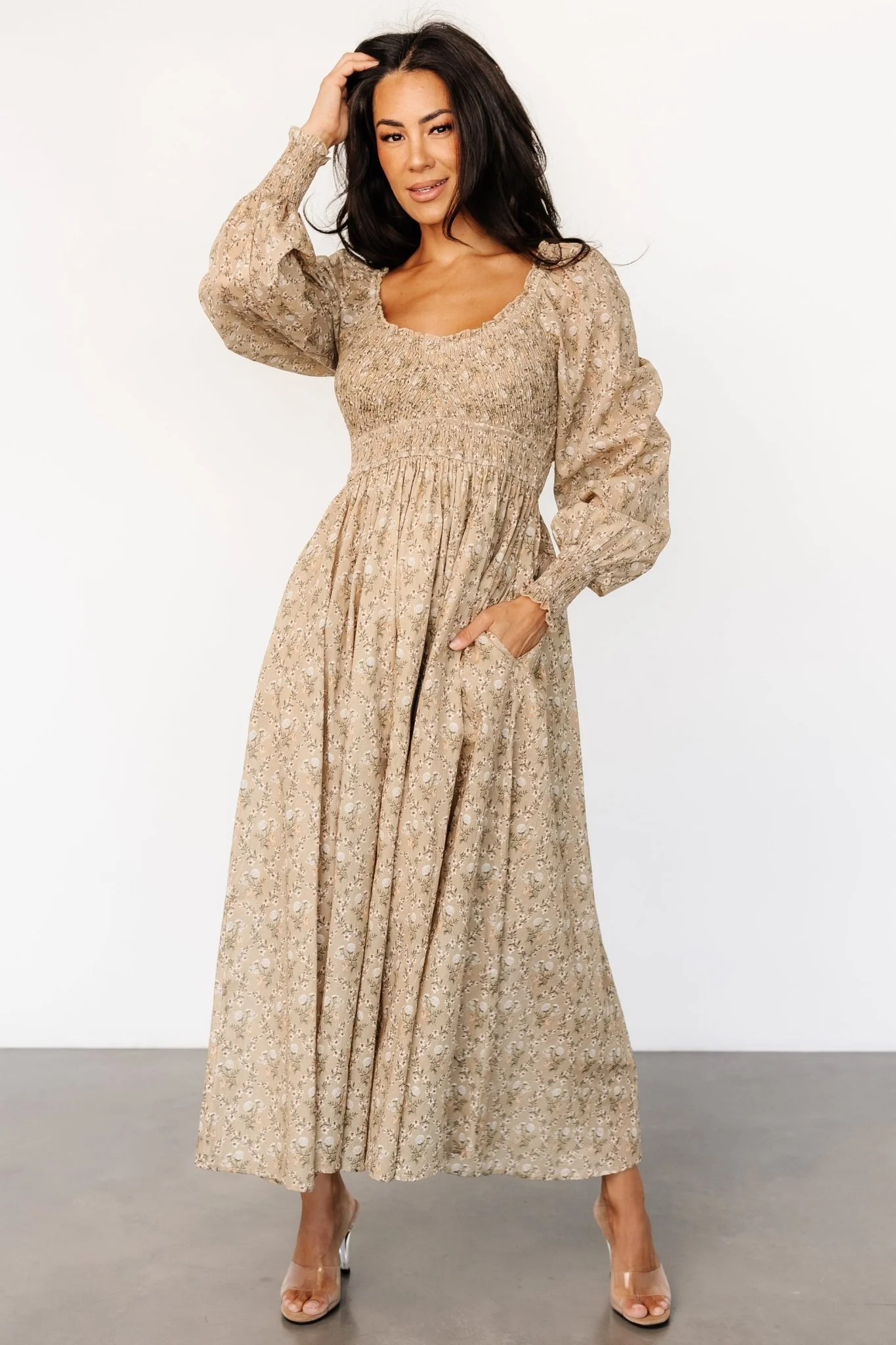 Truman Smocked Dress | Olive Floral