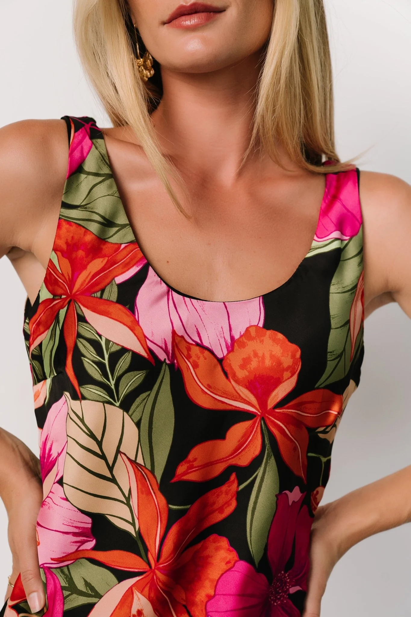 Positano Tank Midi Dress | Black Multi