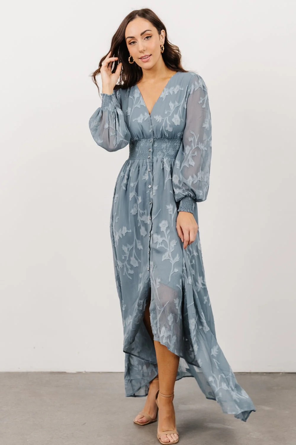 Mayfair High Low Maxi Dress | Dusty Blue