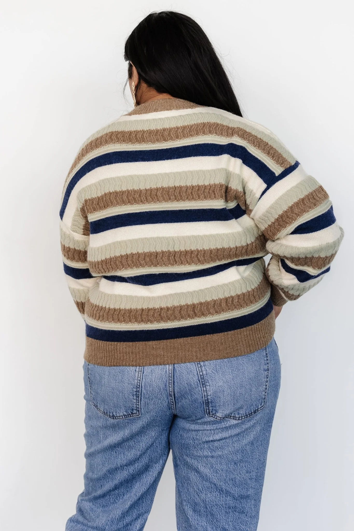 Kira Striped Sweater | Navy + Sage Multi
