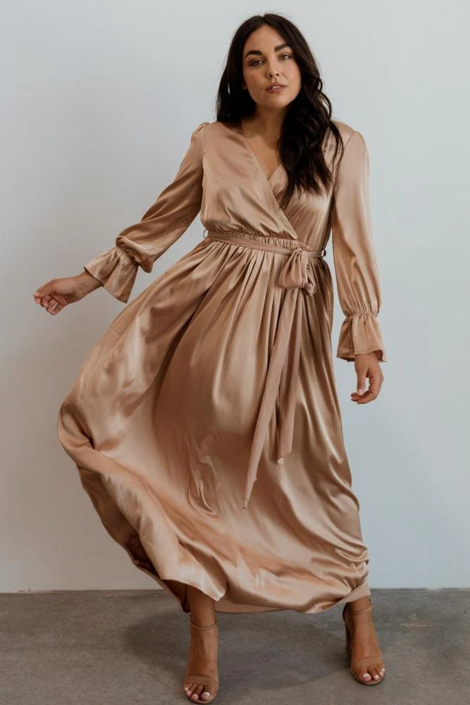 Holly Satin Maxi Dress | Champagne