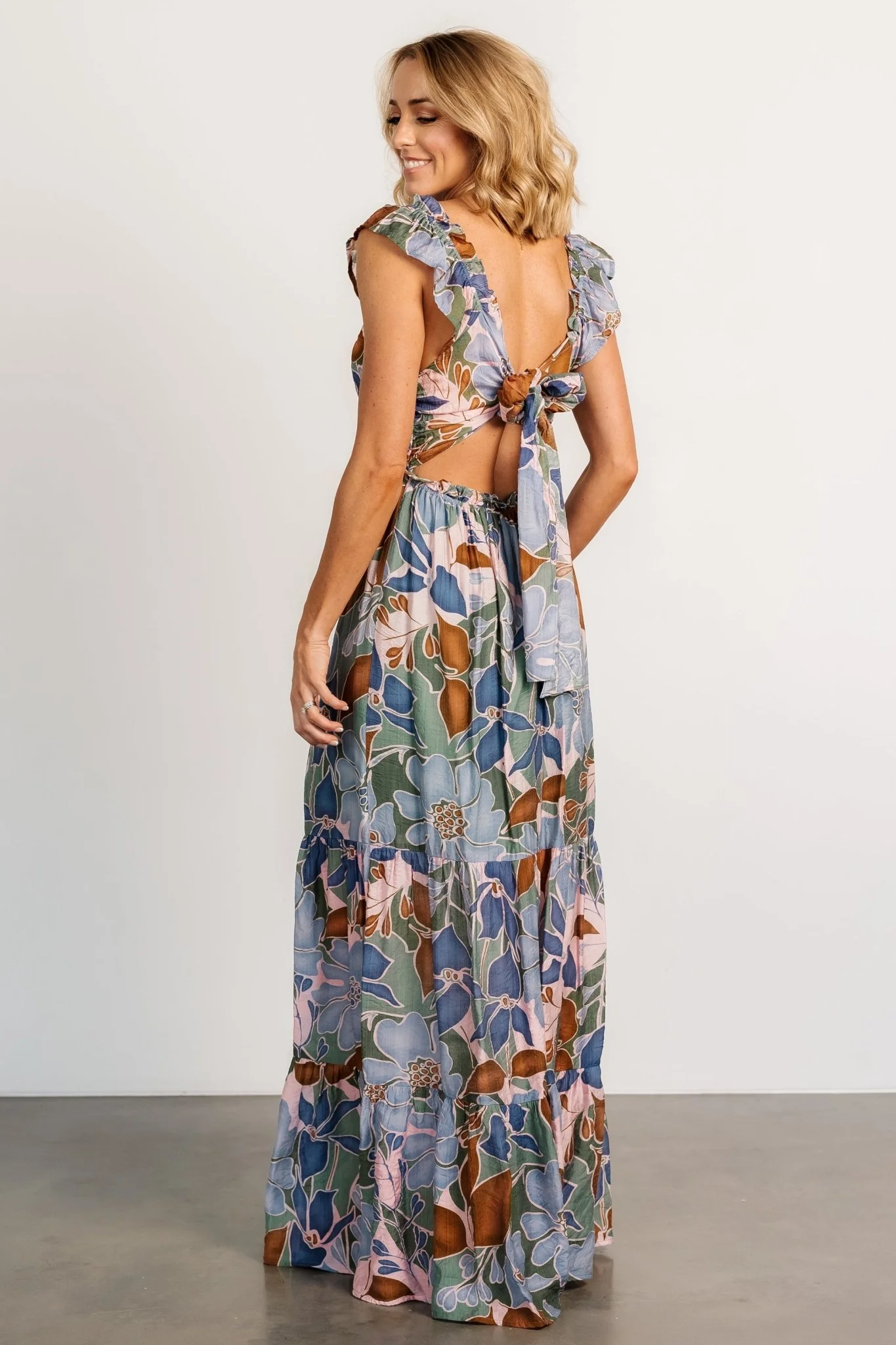 Nylah Back Tie Maxi Dress | Blue Multi