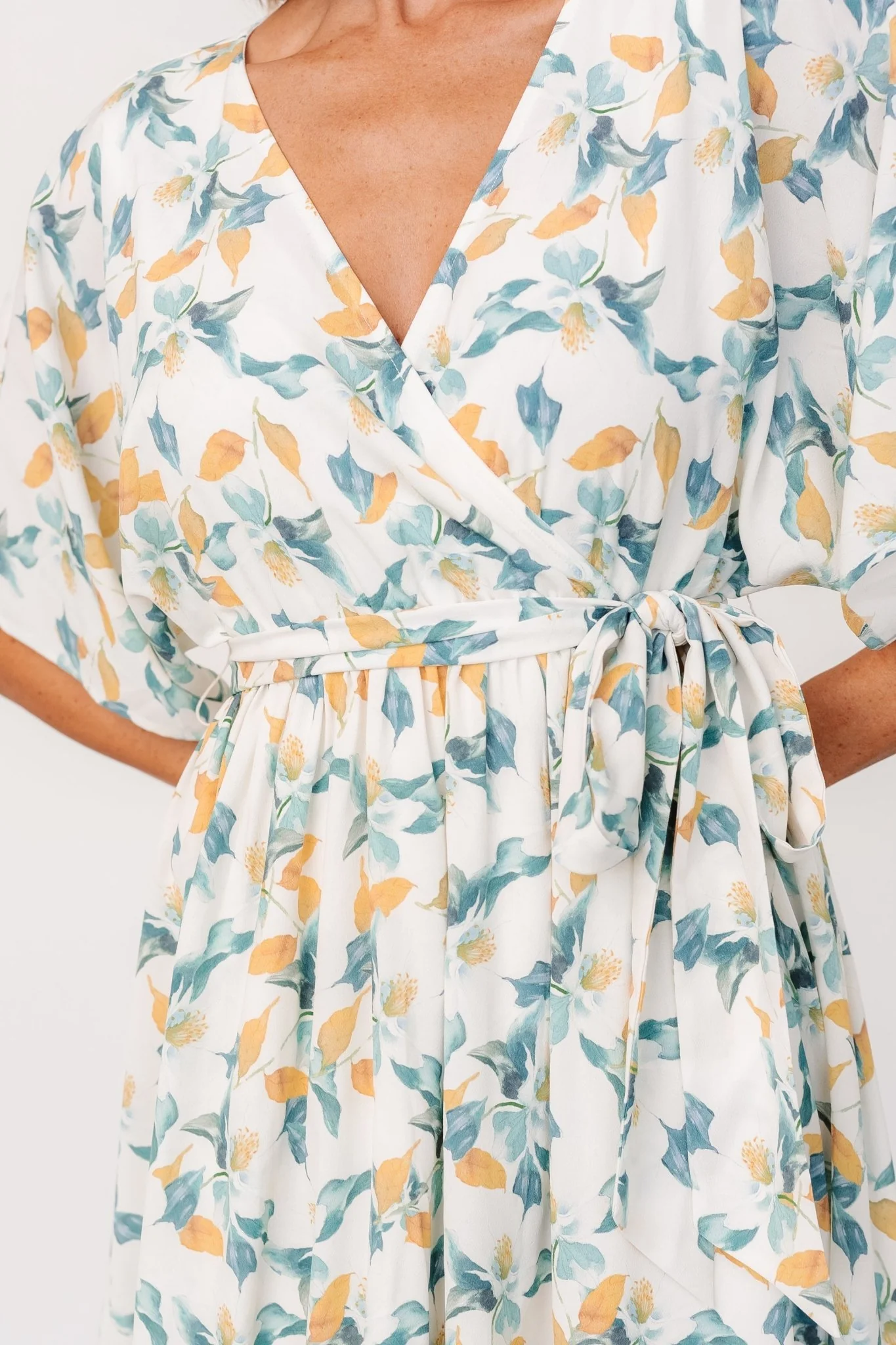 Raina Kimono Short Dress | Off White Multi Floral