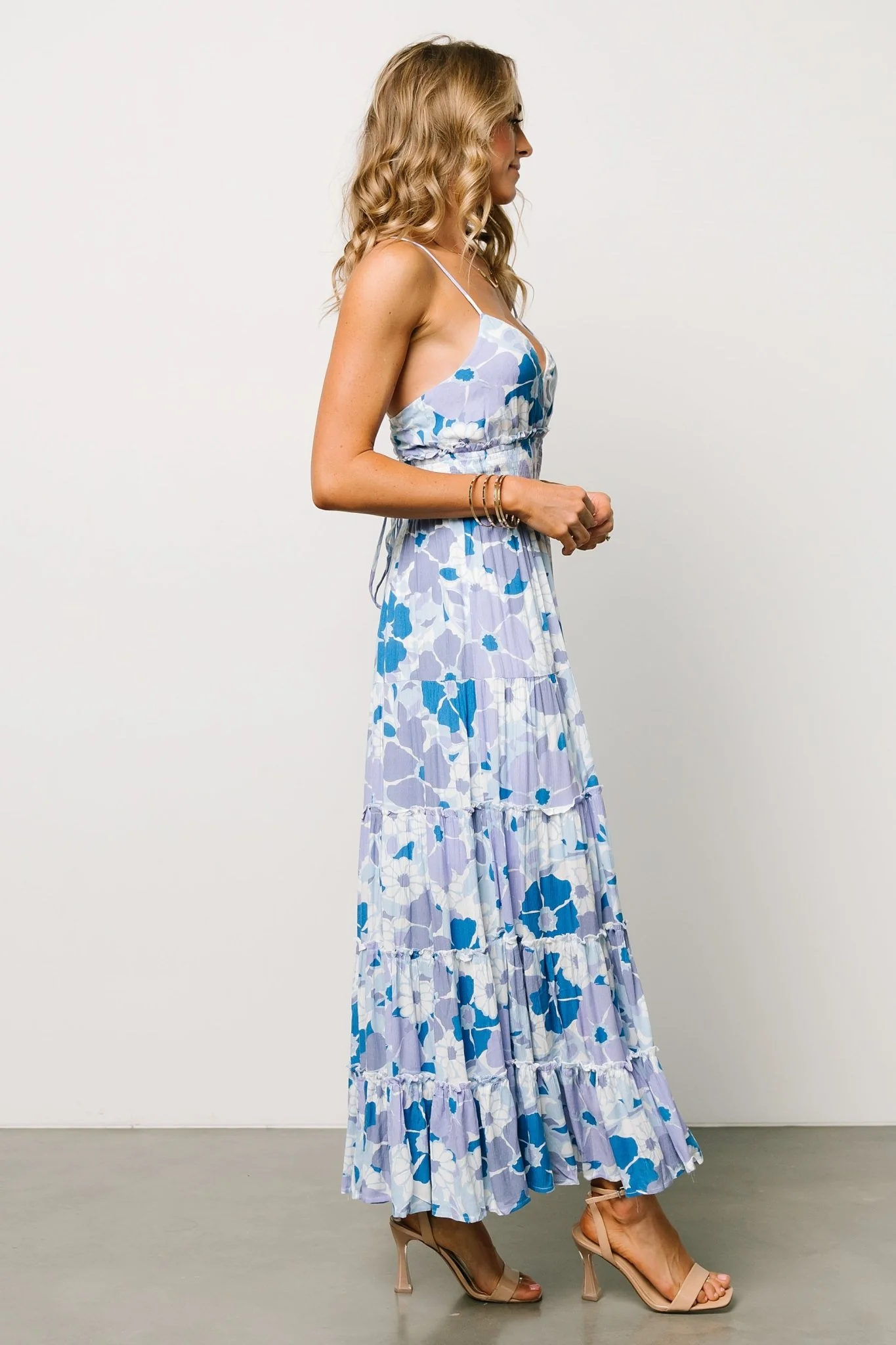 Malia Cross Back Maxi Dress | Blue + Purple Multi