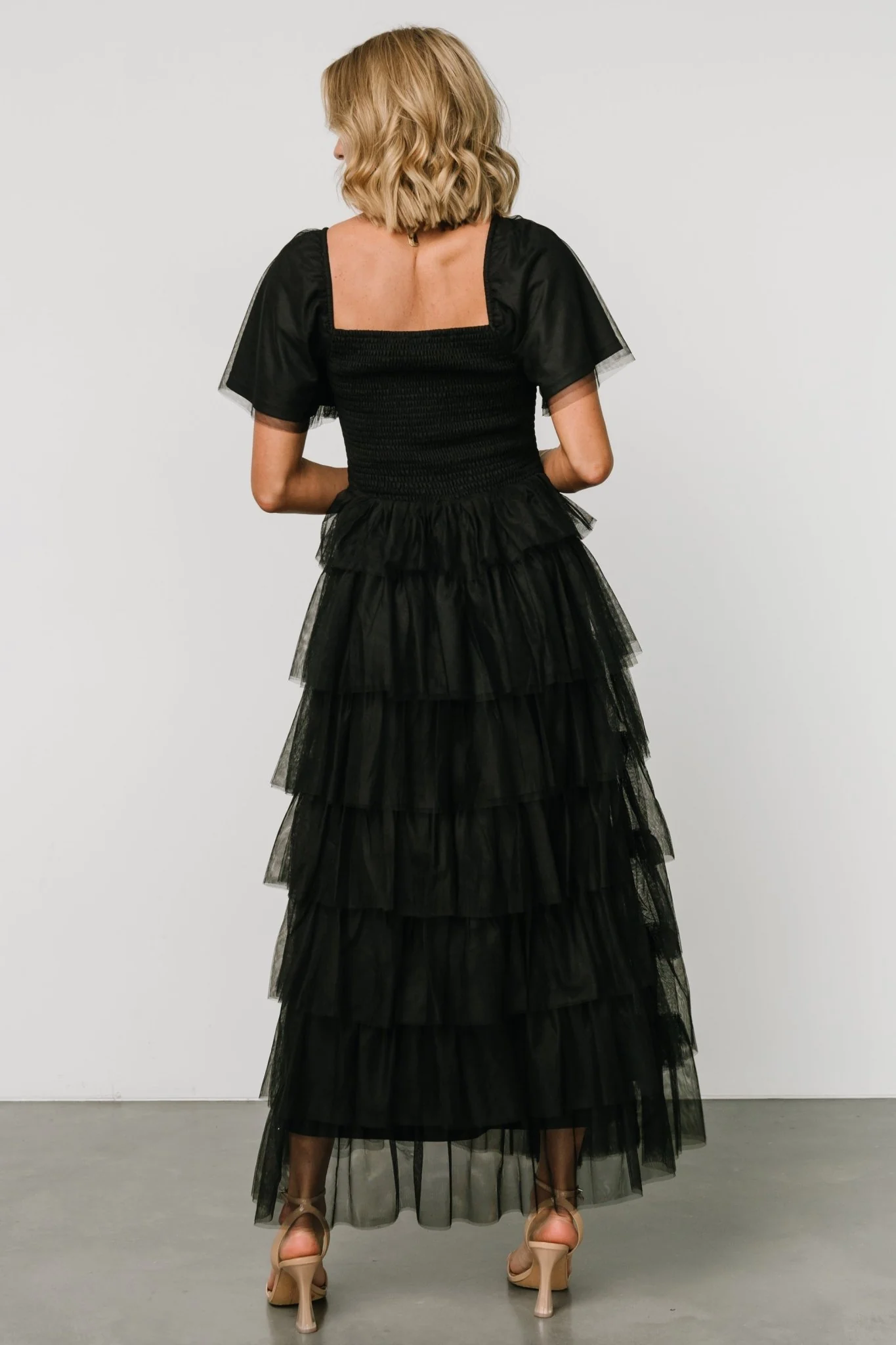 Cherise Tulle Tiered Dress | Black