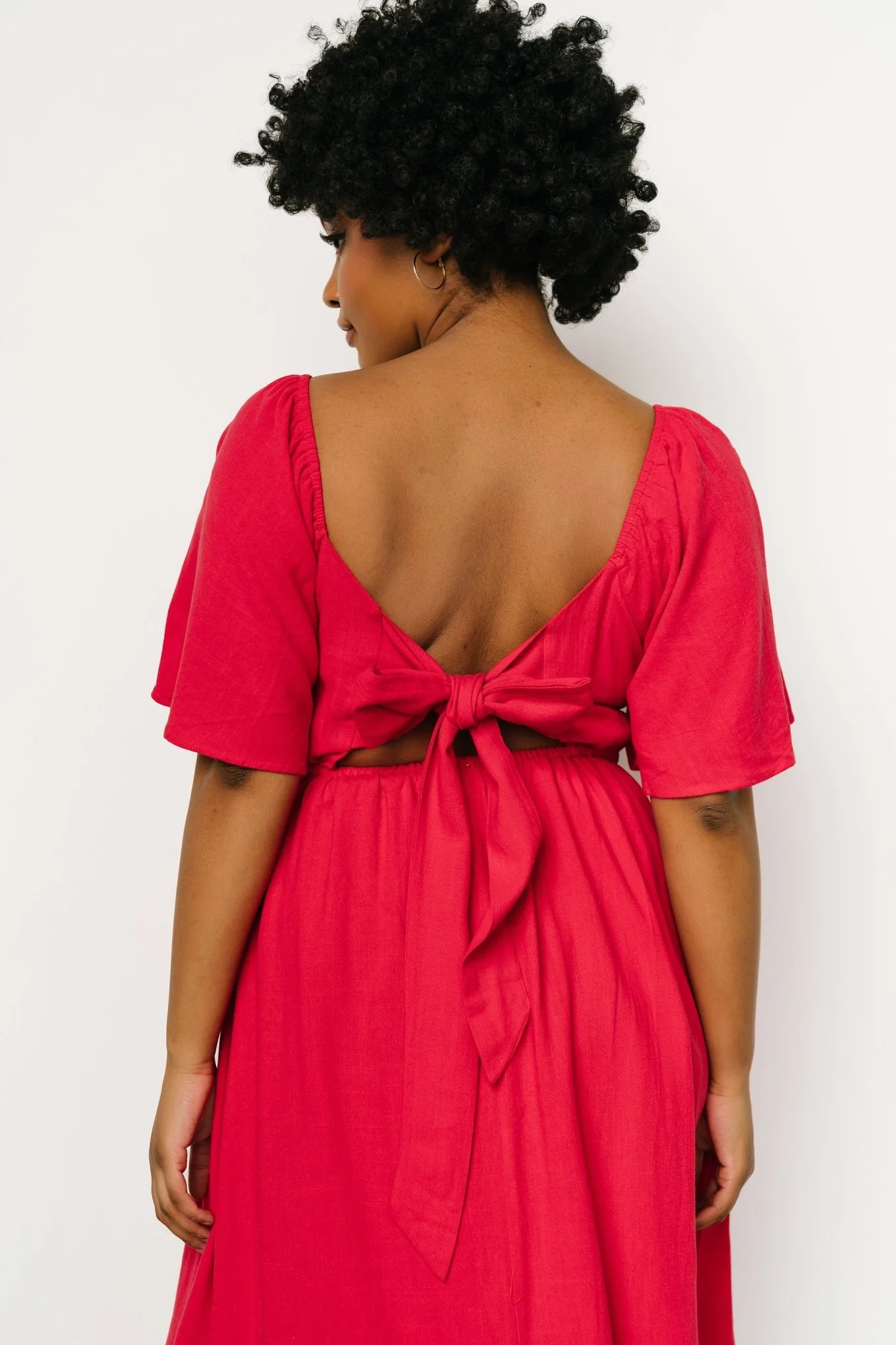 Raquel Back Tie Midi Dress | Red