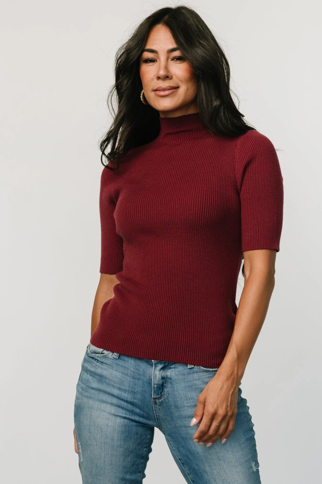 Liel Ribbed Top | Wine