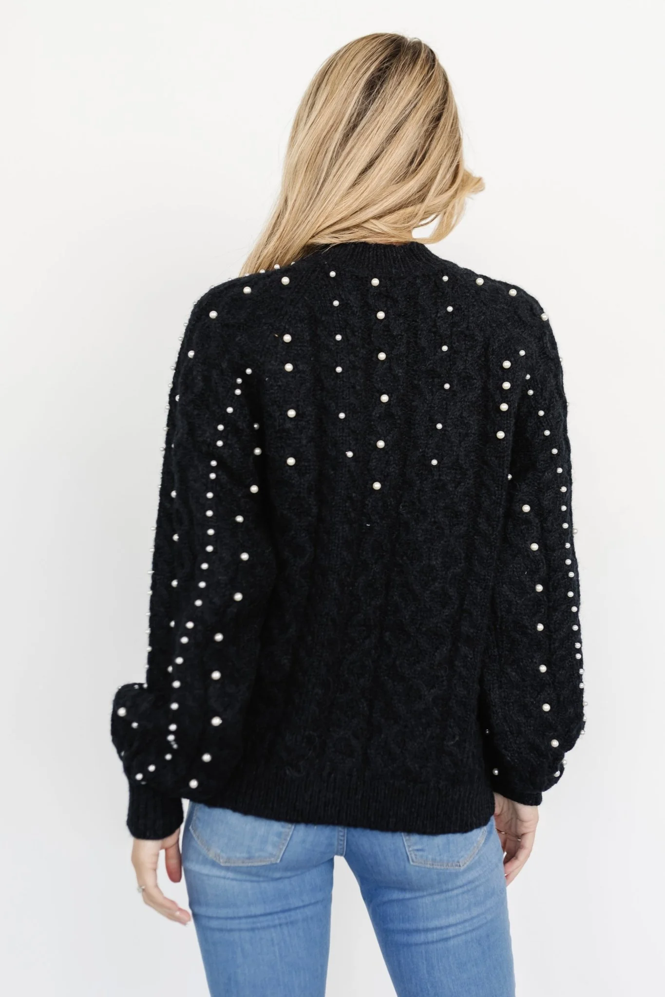Quinn Pearl Knit Sweater | Black