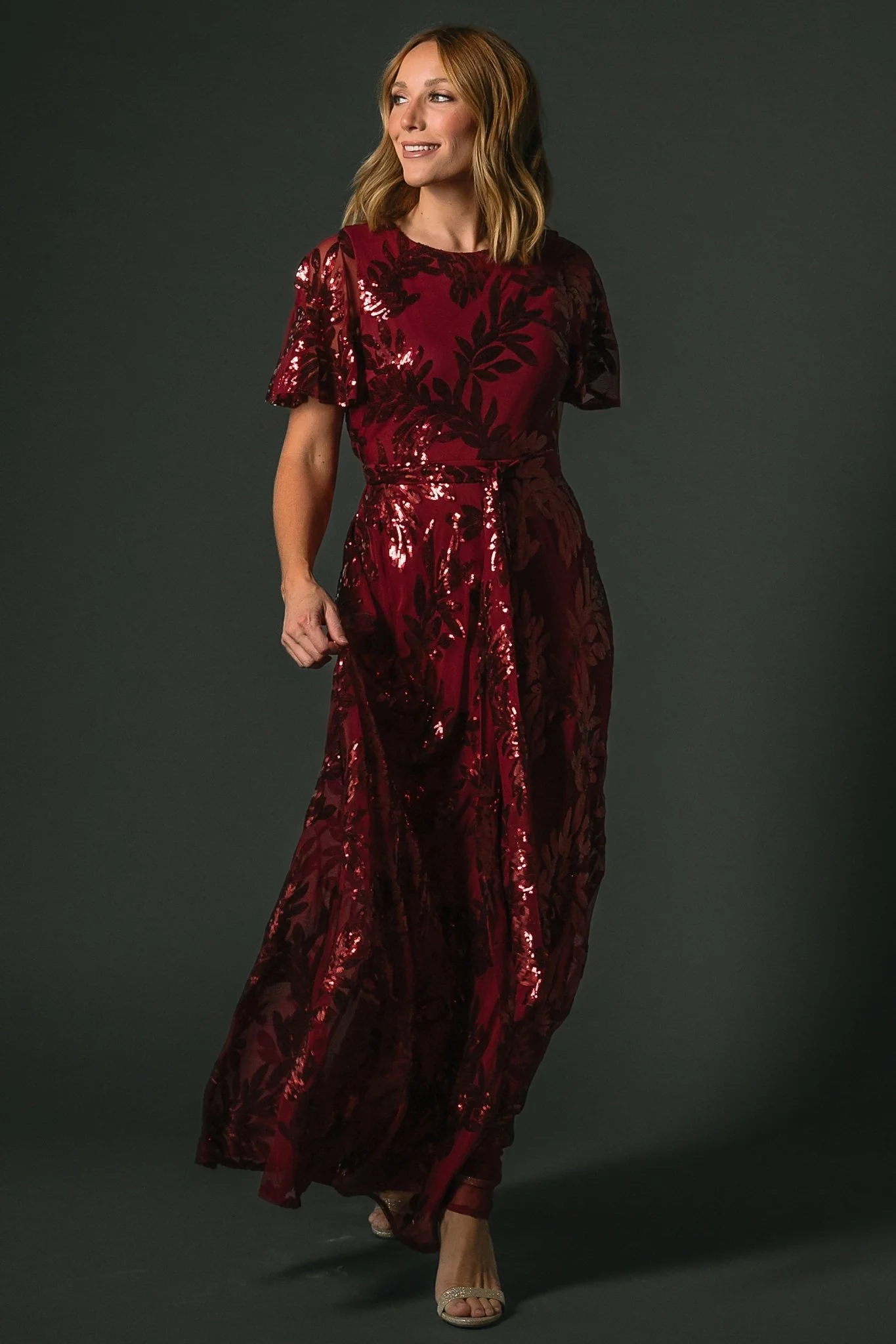 Muse Sequin Maxi Dress | Wine