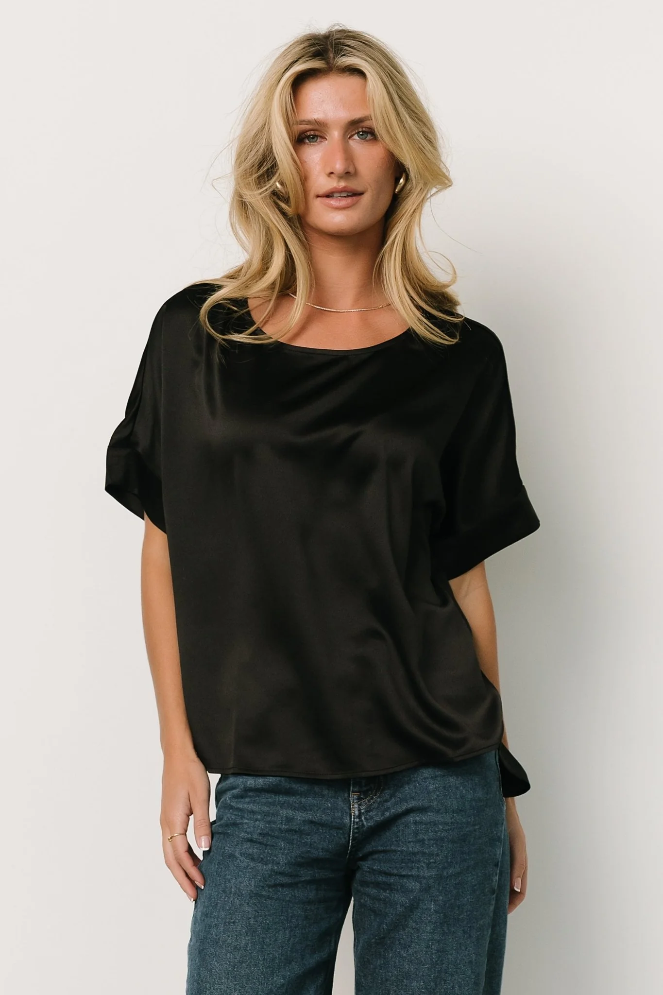 Rory Satin Top | Black