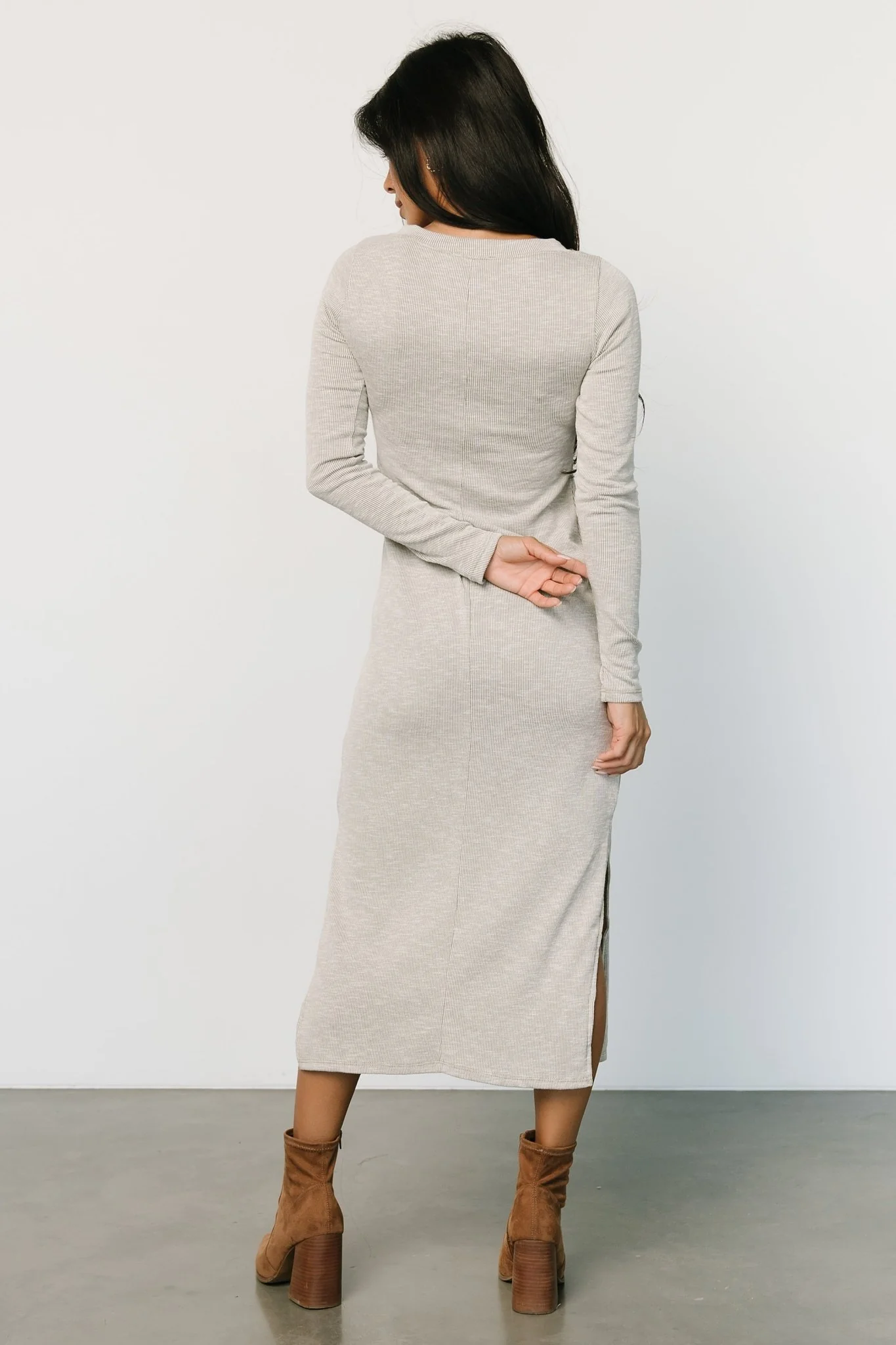 Denver Ribbed Midi Dress | Light Gray