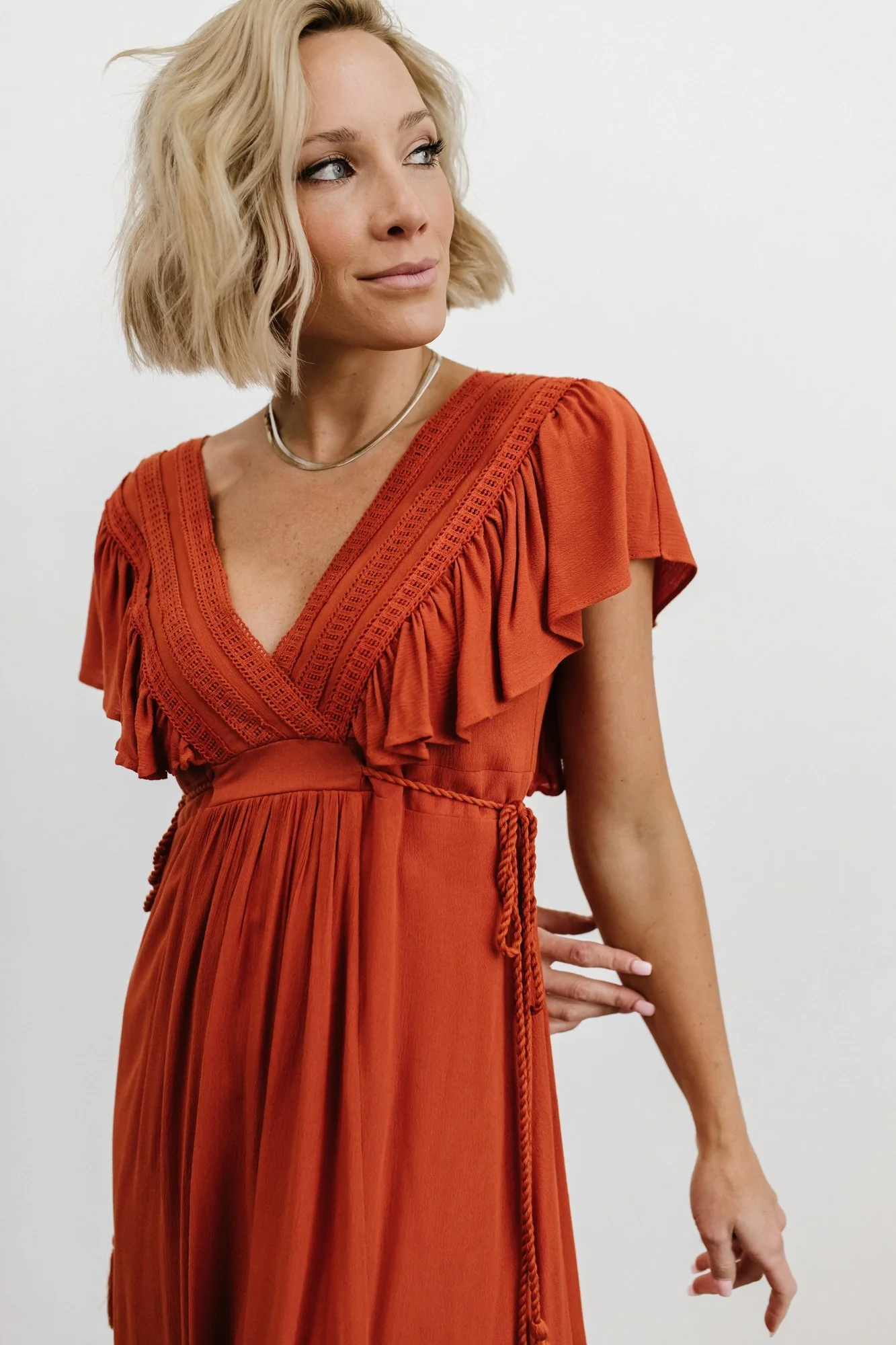 Jennifer Deep V Maxi Dress | Rust