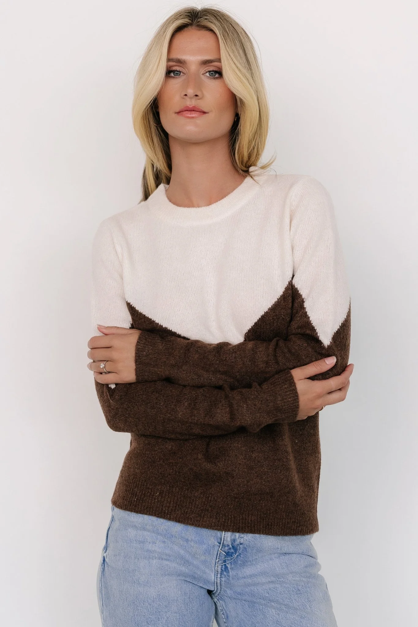 Tanner Sweater | Ivory + Brown