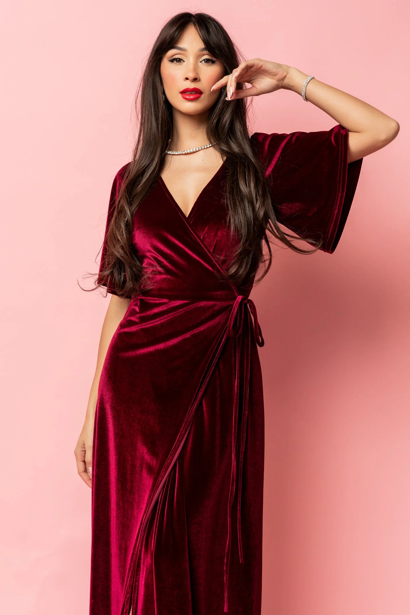 Meghan Velvet Wrap Maxi Dress | Mulberry